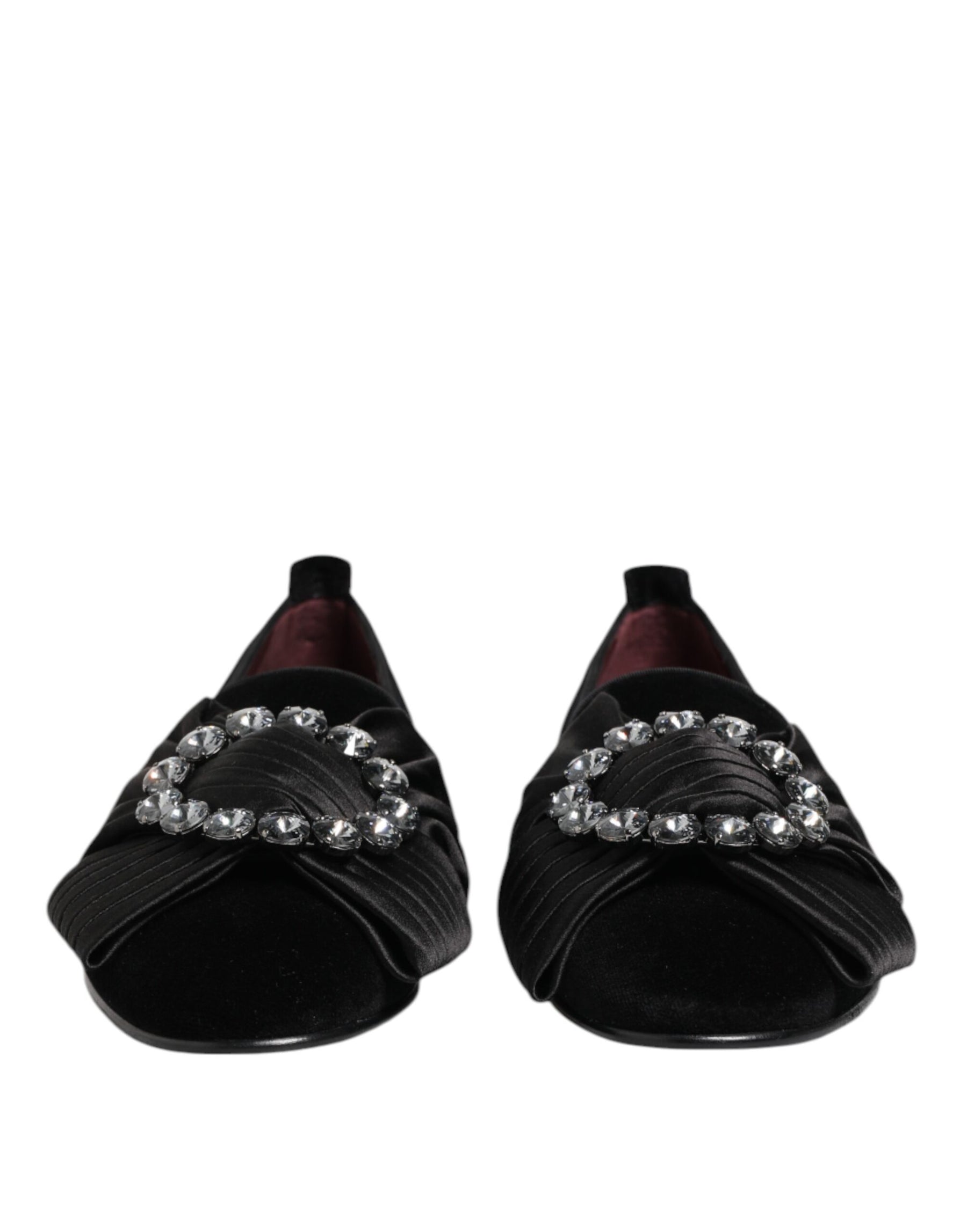 Dolce & Gabbana Black VATICANO Crystal Ribbon Slip On Shoes | Regal Royce