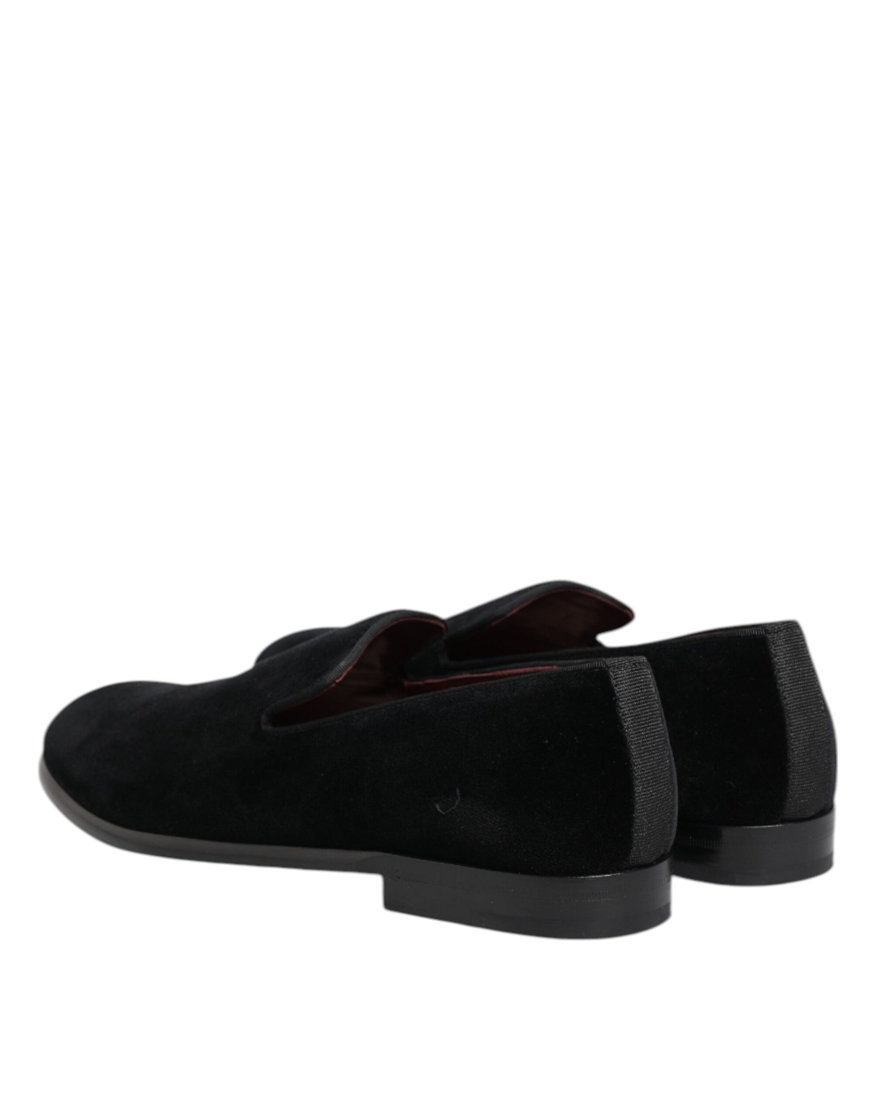 Dolce & Gabbana Black Velvet Loafers Formal Men Dress Shoes | Regal Royce