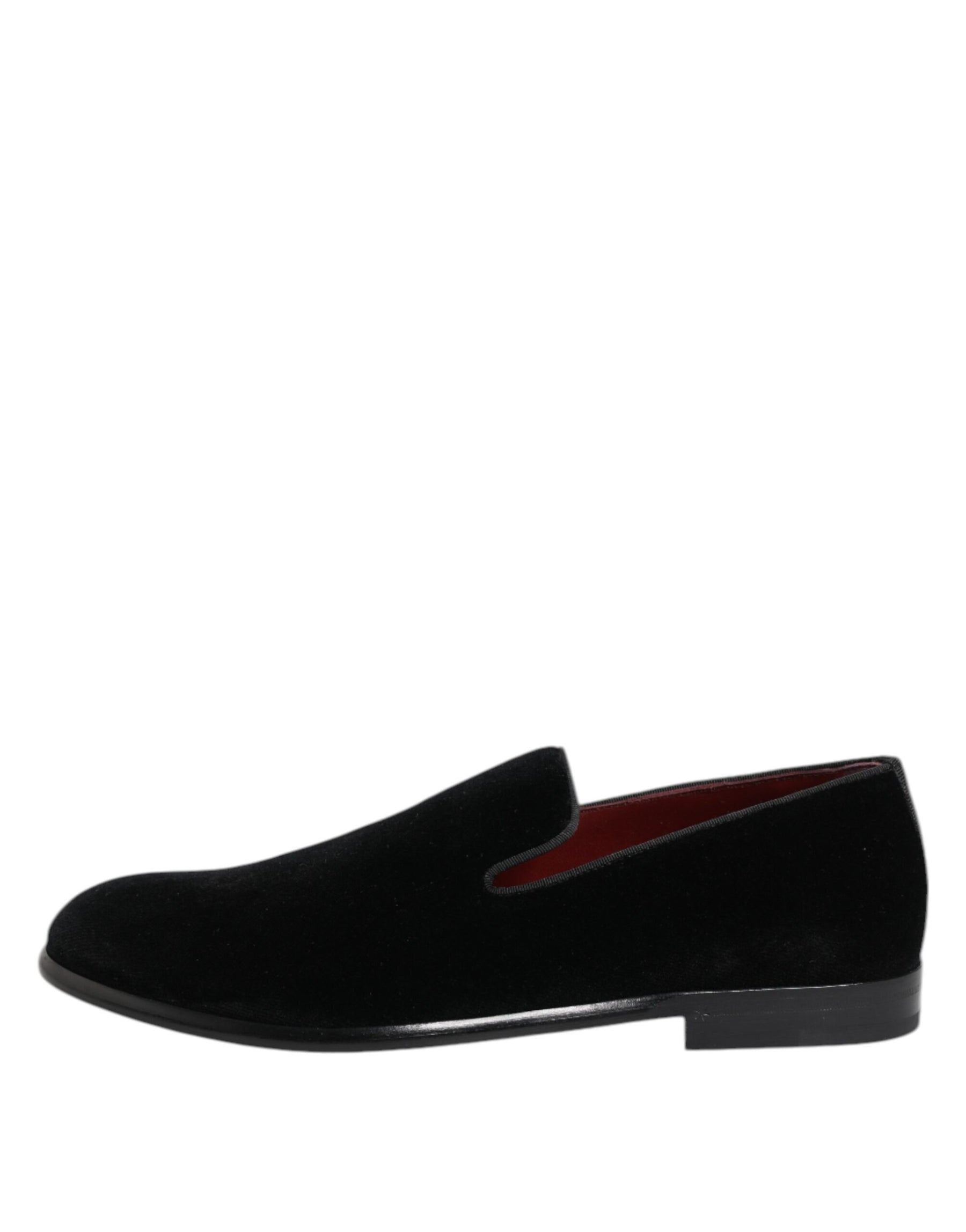 Dolce & Gabbana Black Velvet Loafers Formal Men Dress Shoes | Regal Royce