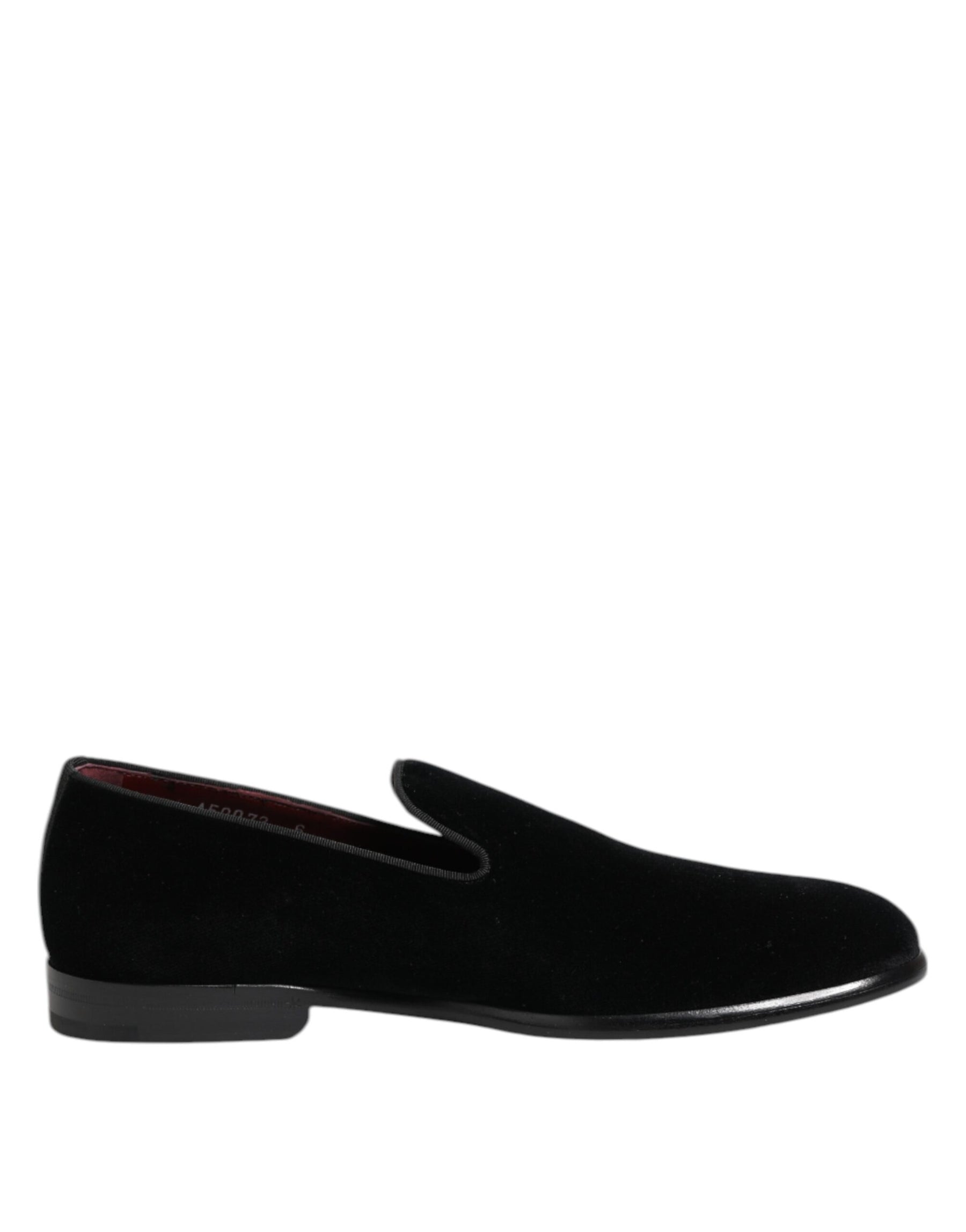 Dolce & Gabbana Black Velvet Loafers Formal Men Dress Shoes | Regal Royce