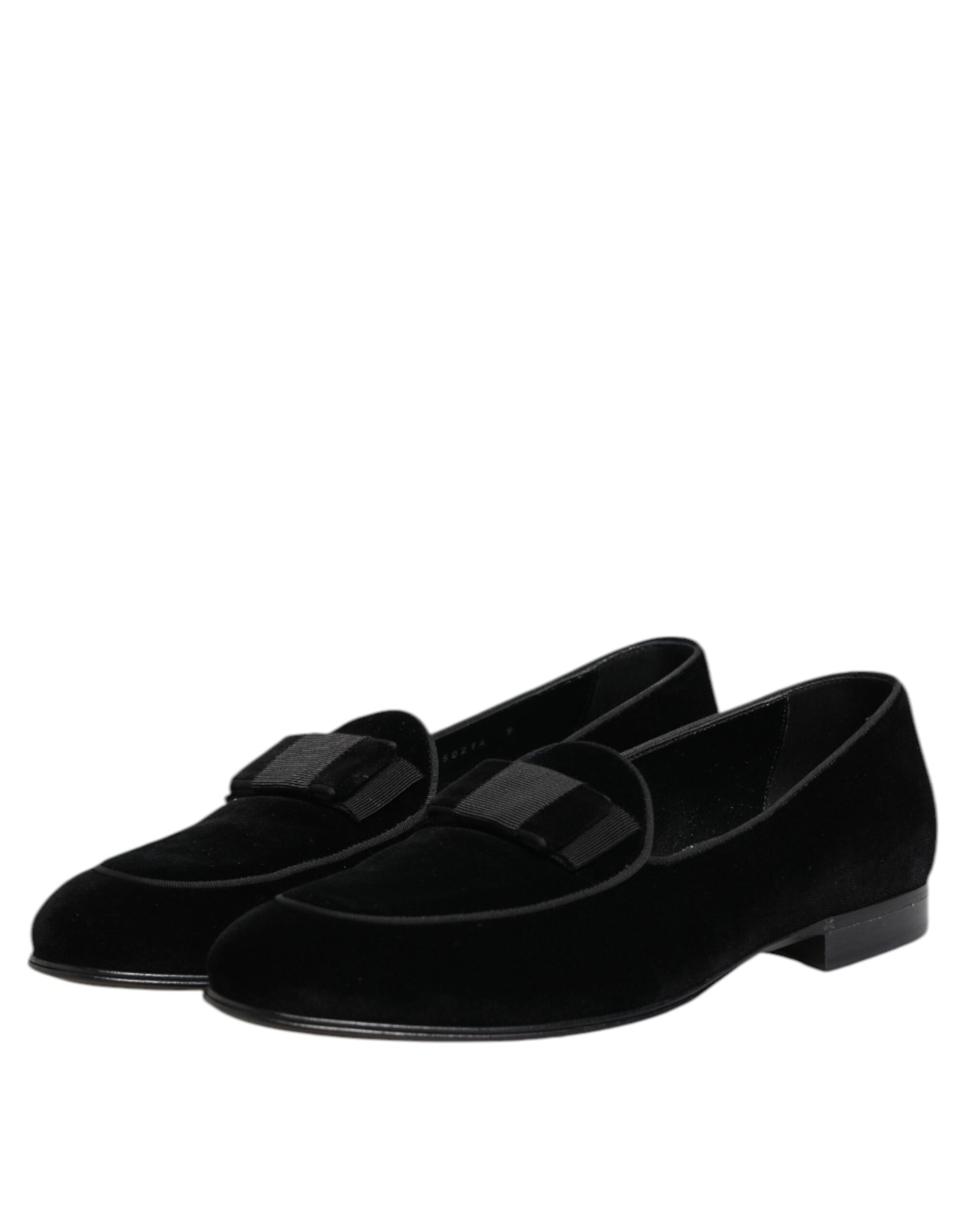 Dolce & Gabbana Black Velvet Loafers Formal Men Dress Shoes | Regal Royce