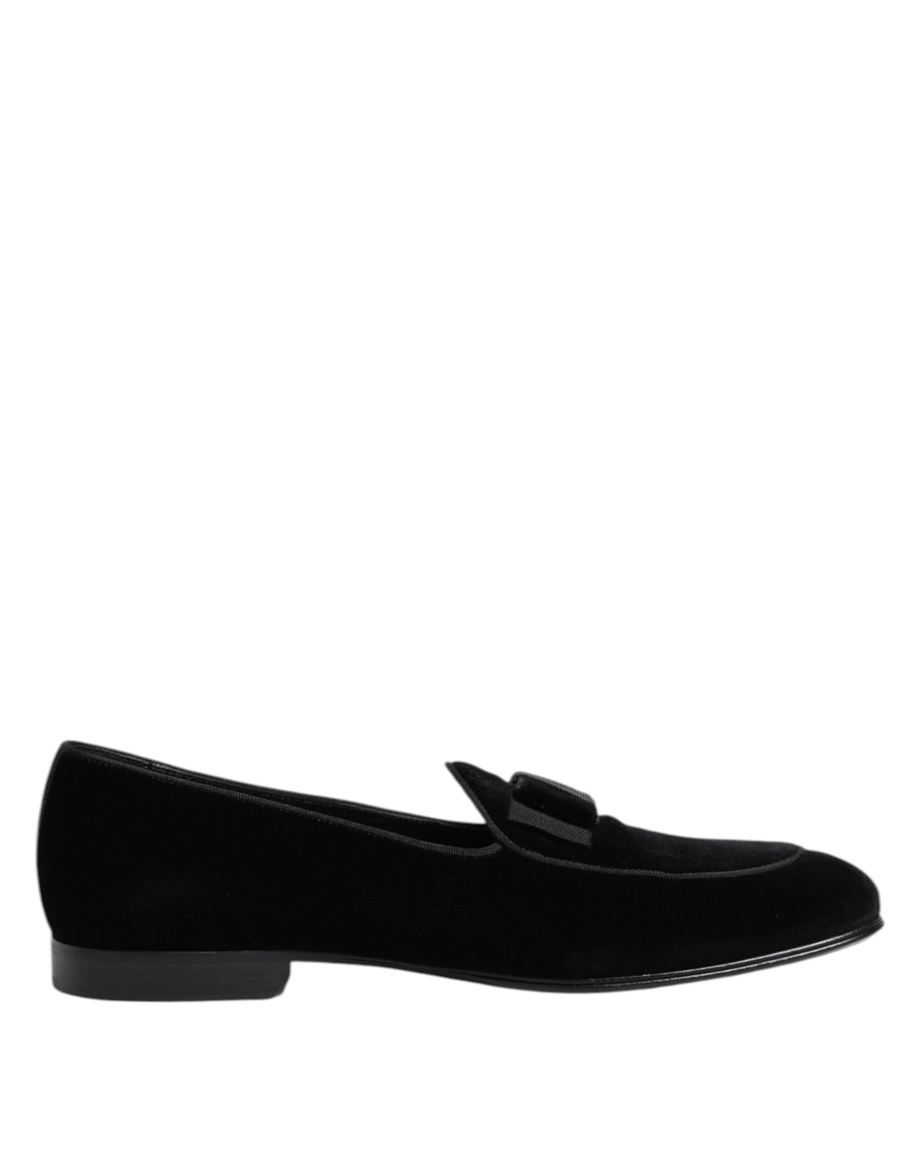 Dolce & Gabbana Black Velvet Loafers Formal Men Dress Shoes | Regal Royce