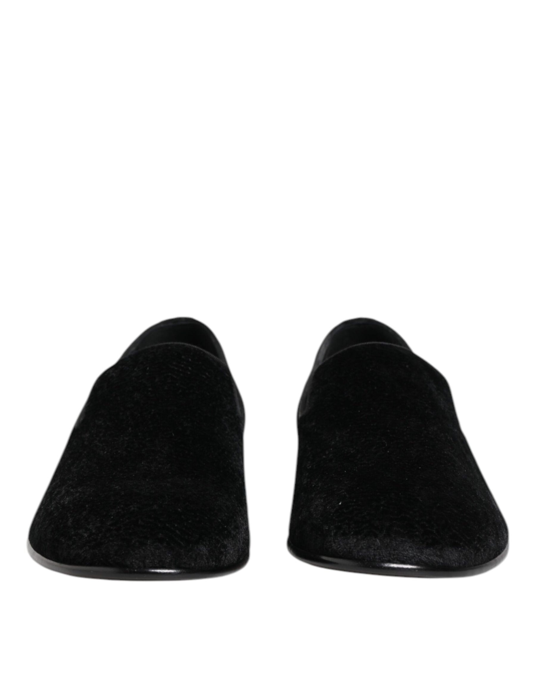 Dolce & Gabbana Black Jacquard Loafers Formal Men Dress Shoes | Regal Royce