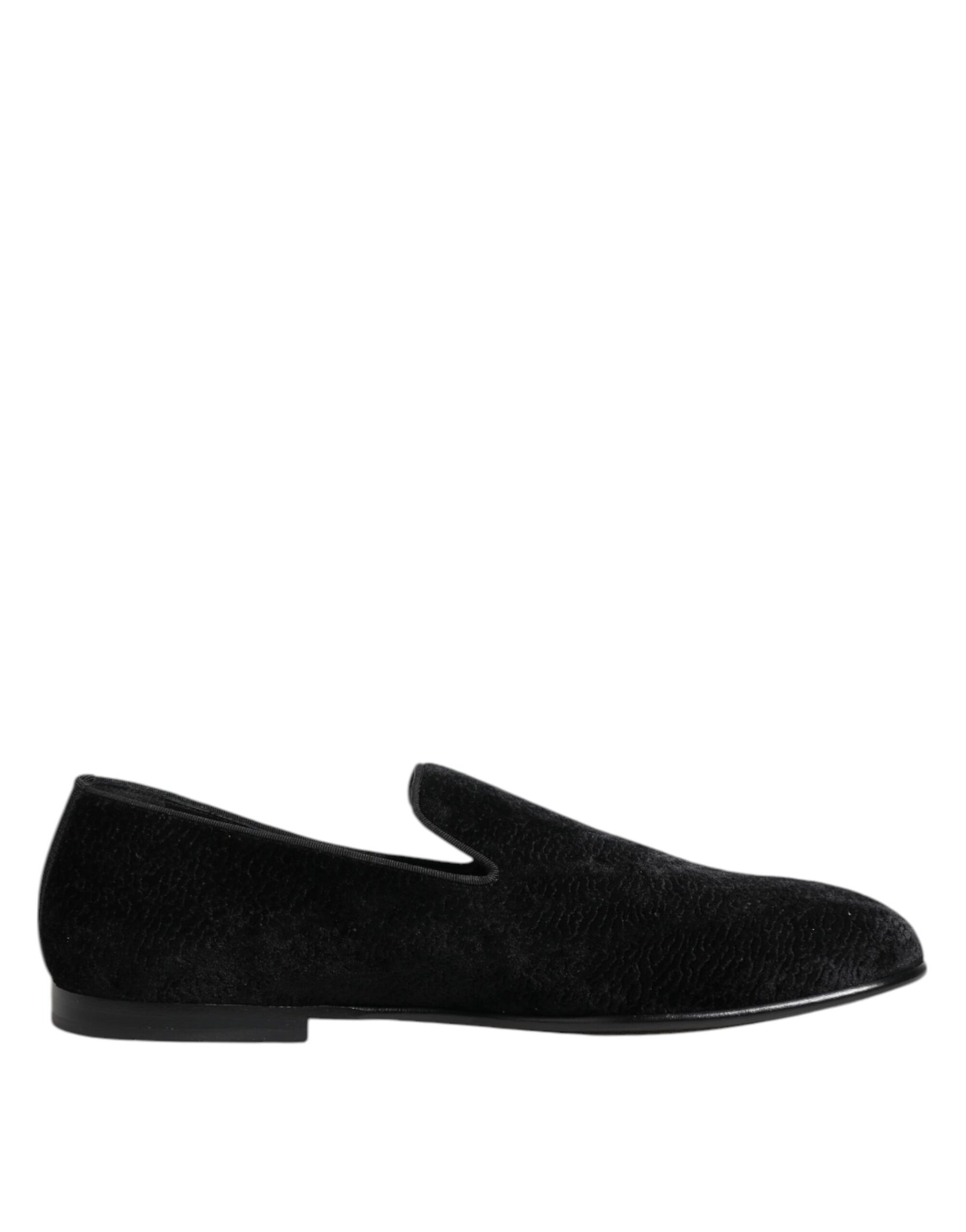 Dolce & Gabbana Black Jacquard Loafers Formal Men Dress Shoes | Regal Royce
