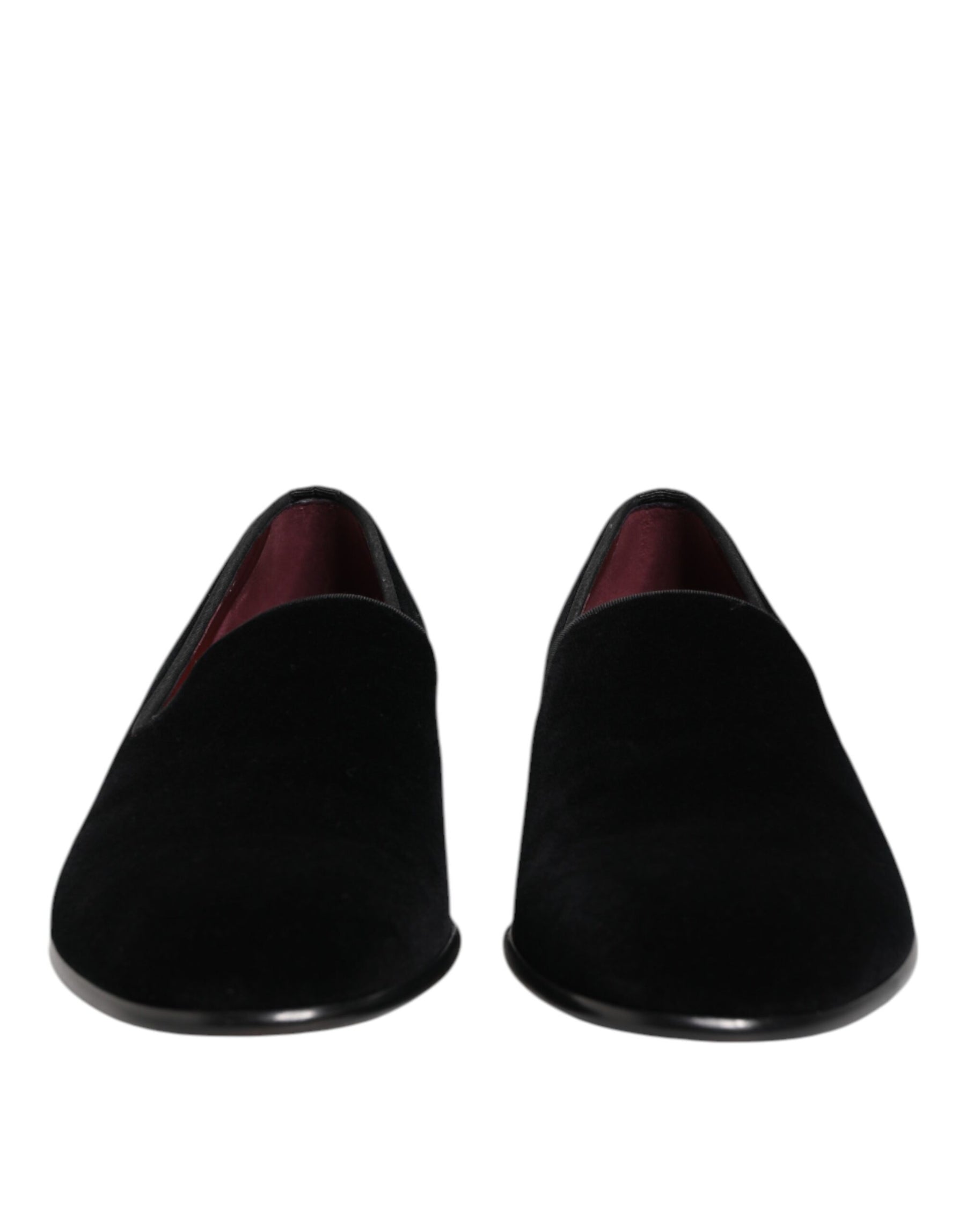 Dolce & Gabbana Black Velvet Slip On Loafers Men Formal Shoes | Regal Royce