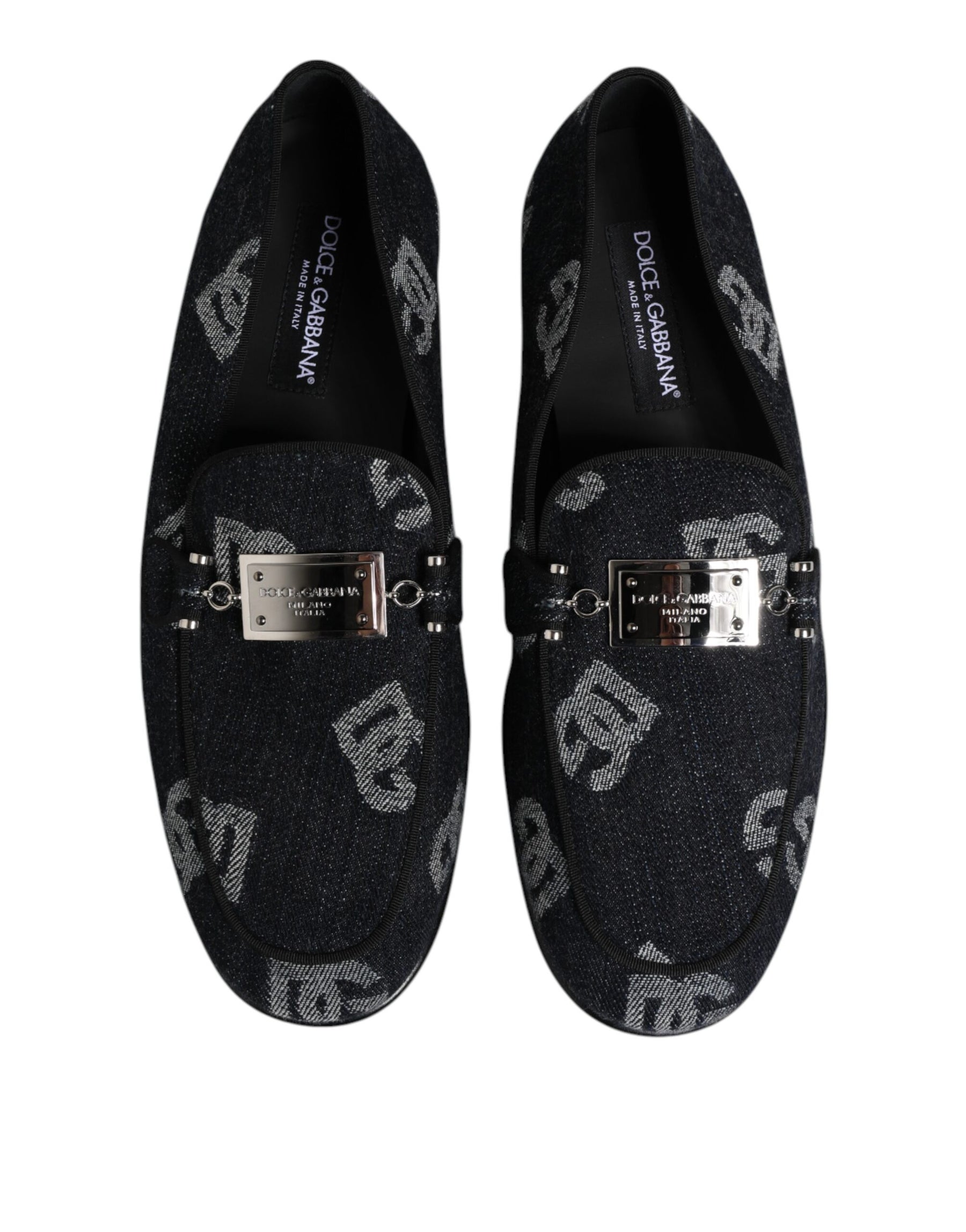 Dolce & Gabbana Blue Logo Cotton Loafers Formal Dress Shoes | Regal Royce