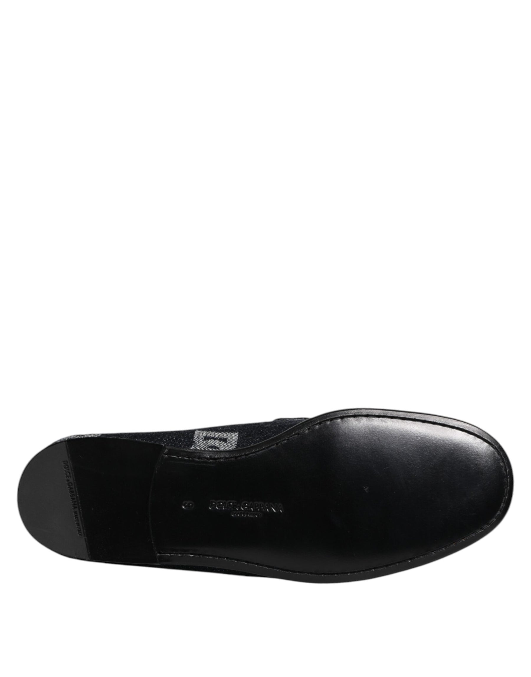 Dolce & Gabbana Blue Logo Cotton Loafers Formal Dress Shoes | Regal Royce