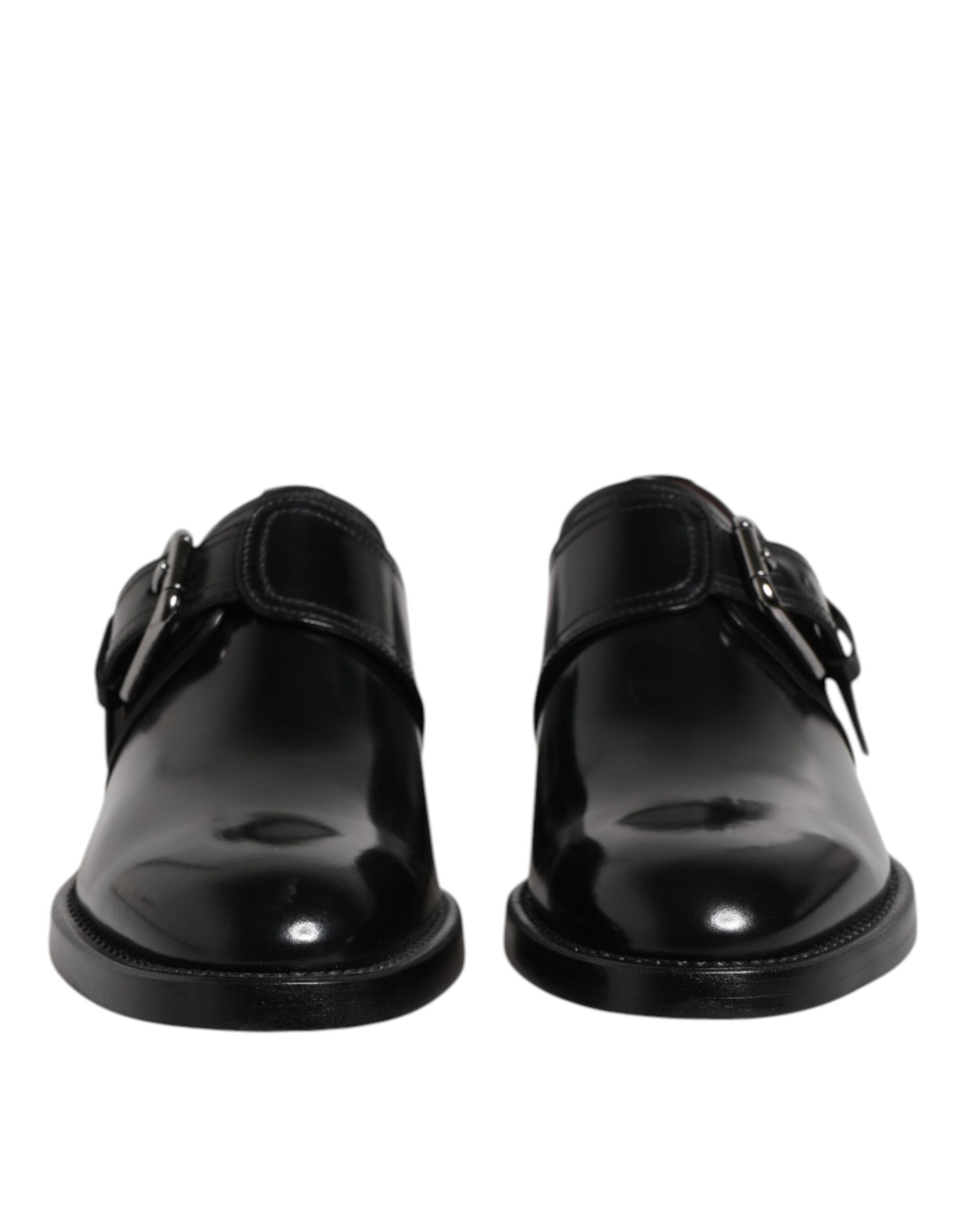 Dolce & Gabbana Black Leather Monk Strap Derby Formal Shoes | Regal Royce