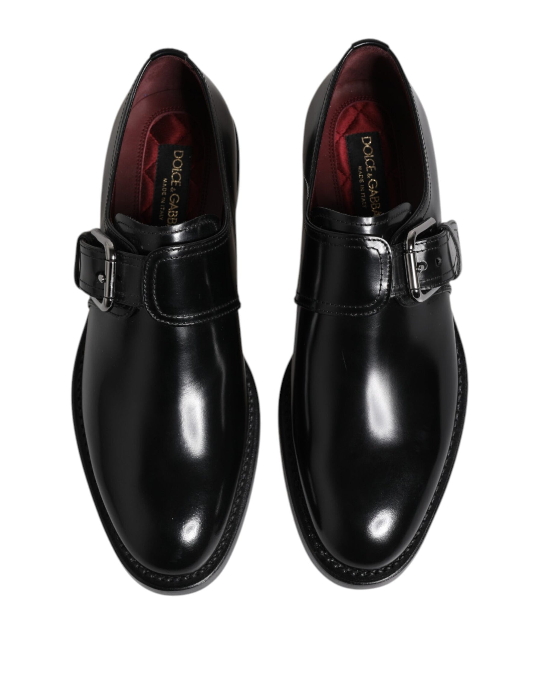 Dolce & Gabbana Black Leather Monk Strap Derby Formal Shoes | Regal Royce