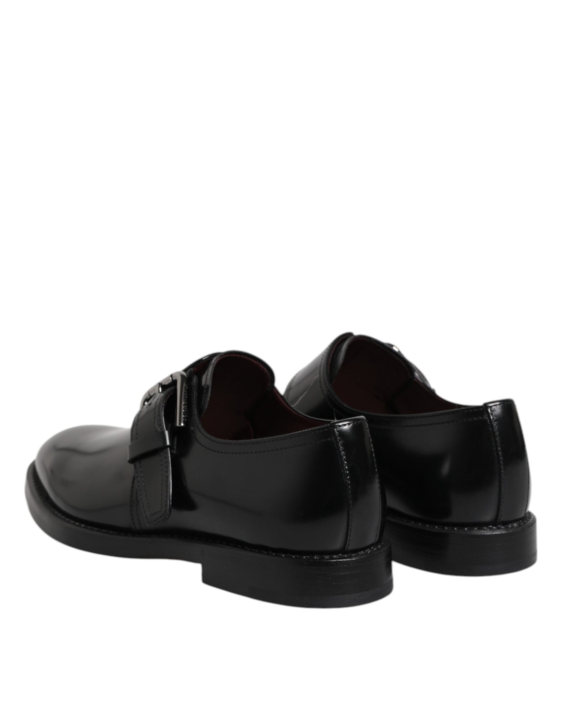 Dolce & Gabbana Black Leather Monk Strap Derby Formal Shoes | Regal Royce