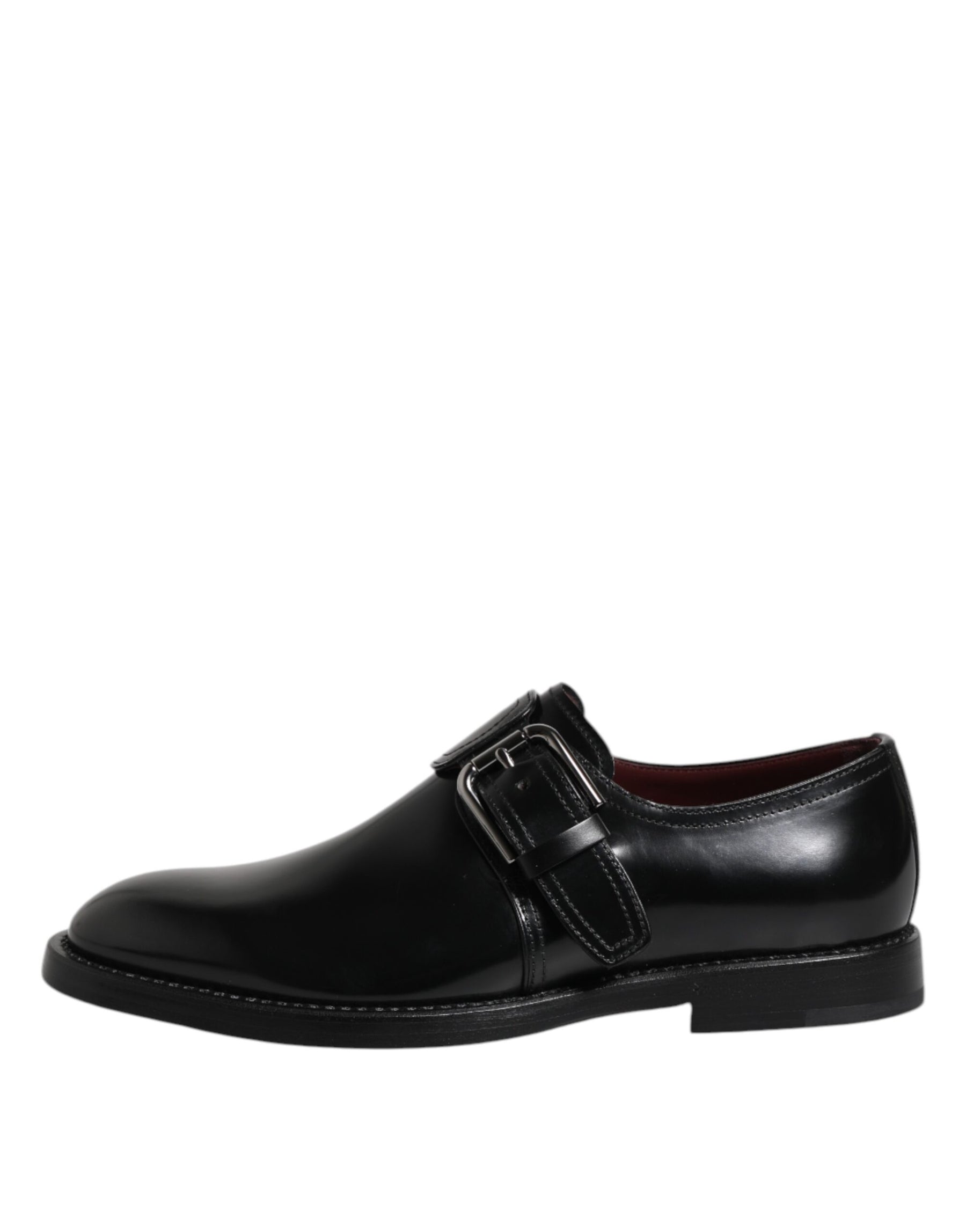 Dolce & Gabbana Black Leather Monk Strap Derby Formal Shoes | Regal Royce