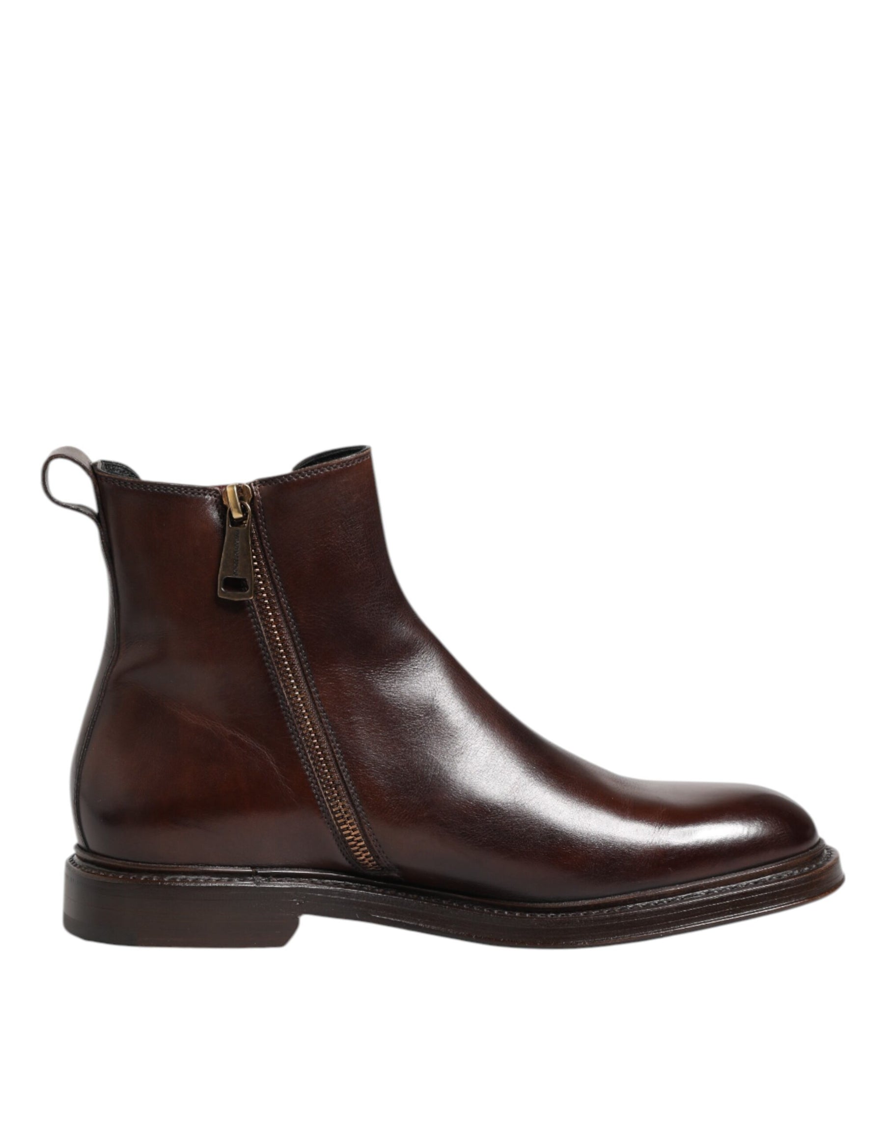 Dolce & Gabbana Brown Chelsea Leather Mid Calf Boots Shoes | Regal Royce