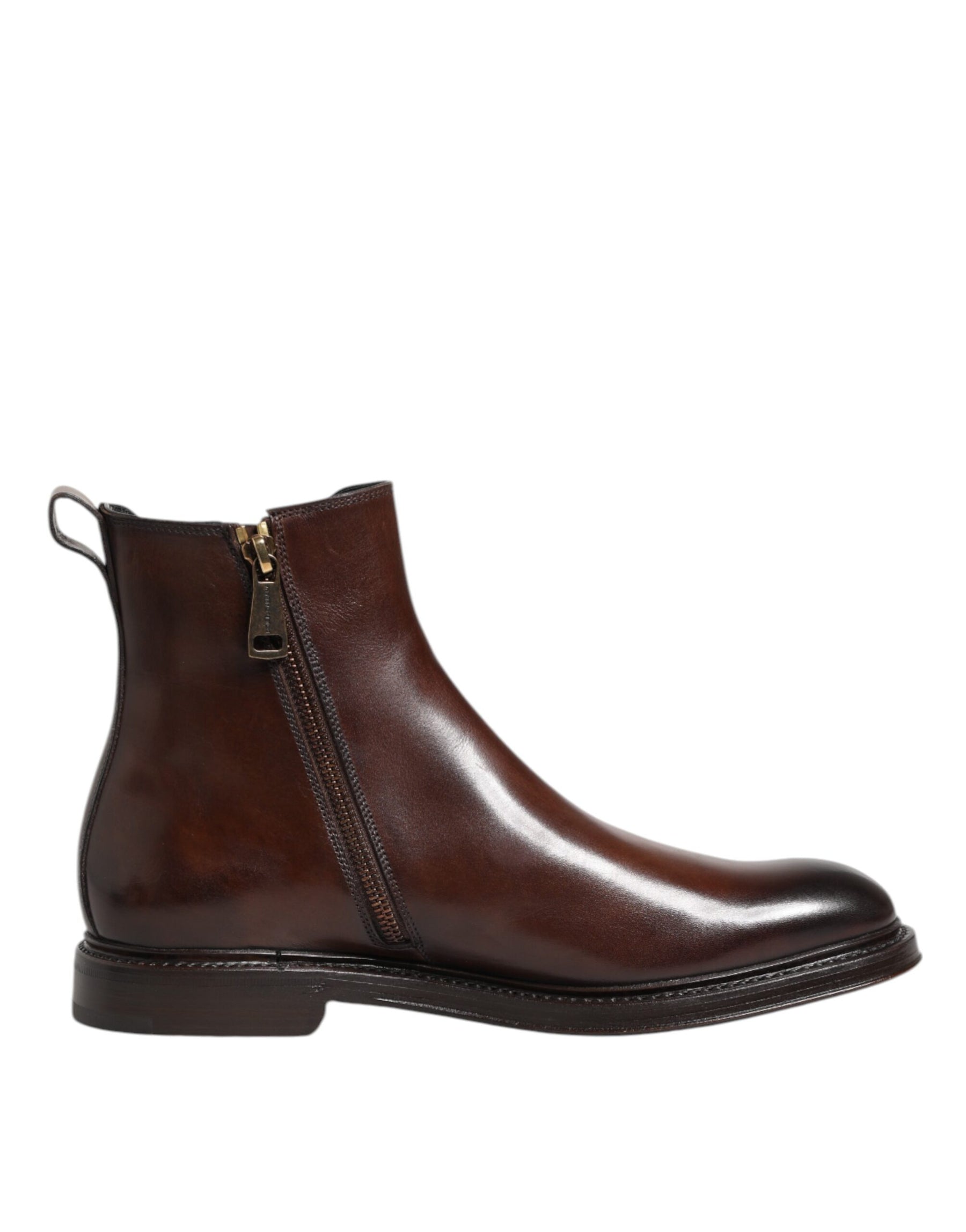 Dolce & Gabbana Brown Chelsea Leather Mid Calf Boots Shoes | Regal Royce