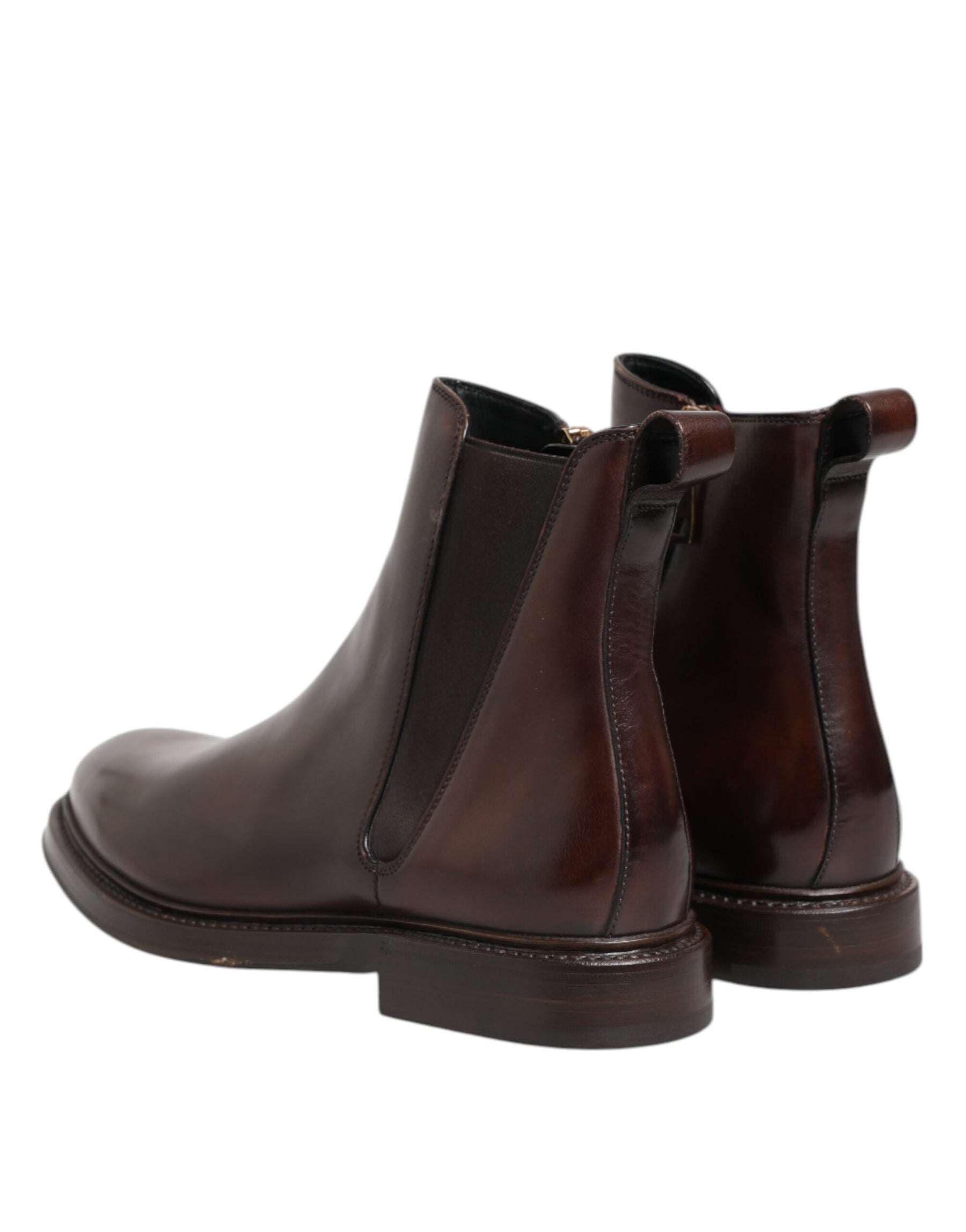 Dolce & Gabbana Brown Chelsea Leather Mid Calf Boots Shoes | Regal Royce