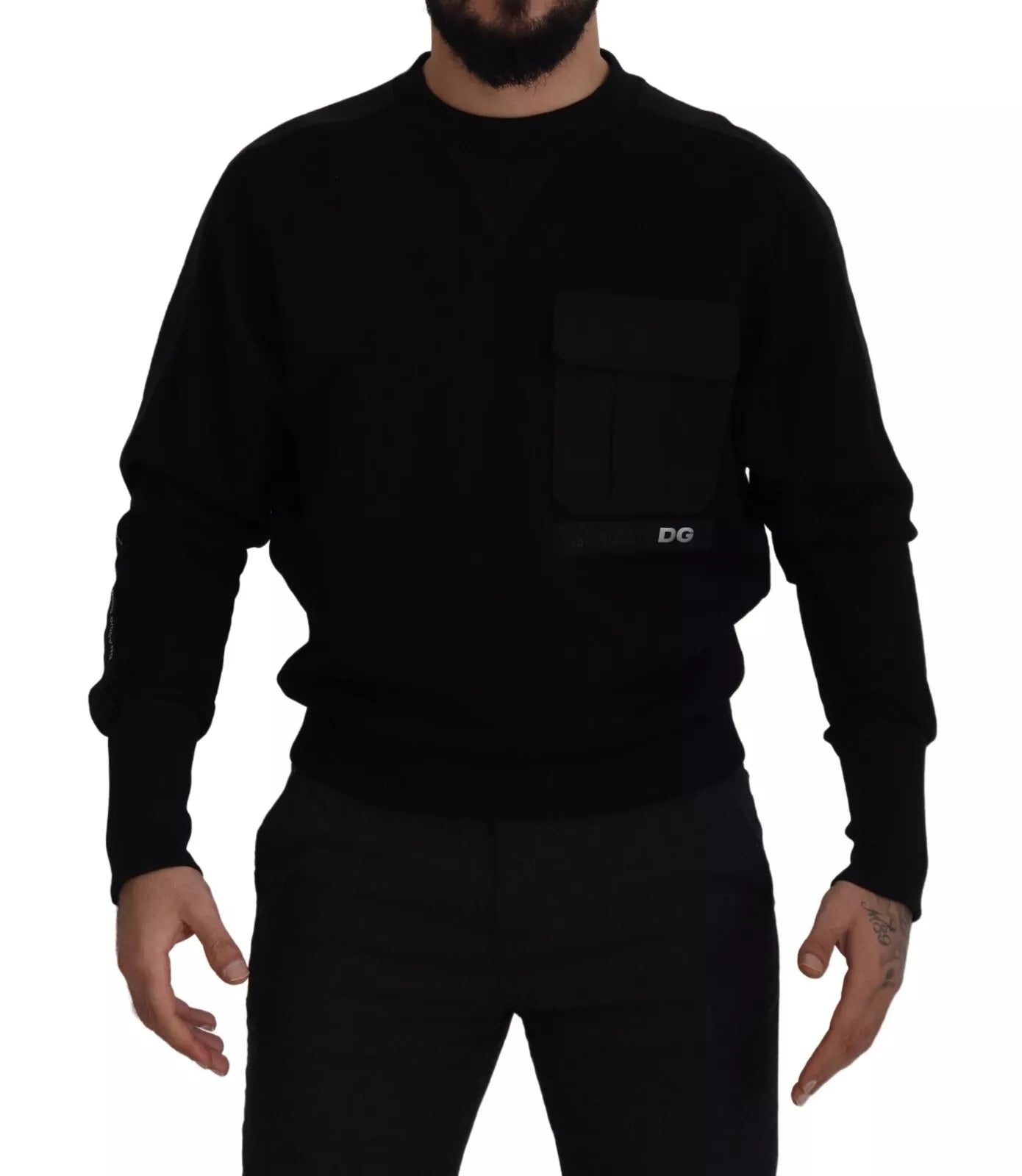 Dolce & Gabbana Black Cotton Crewneck Sweatshirt Sweater | Regal Royce