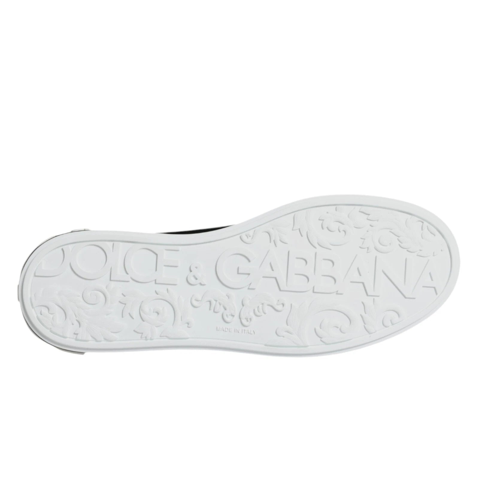 Dolce & Gabbana Black Calf Leather Portofino Sneakers Shoes | Regal Royce