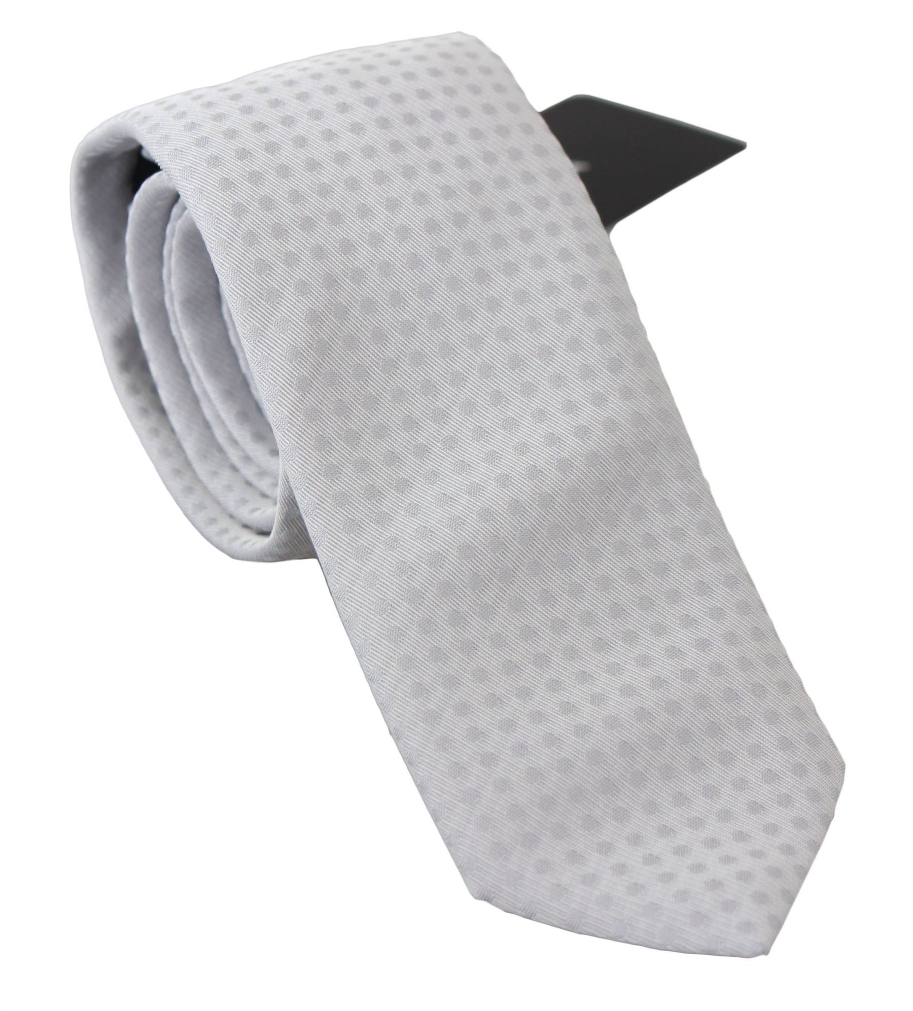 Dolce & Gabbana White Patterned Classic Mens Slim Necktie Tie | Regal Royce