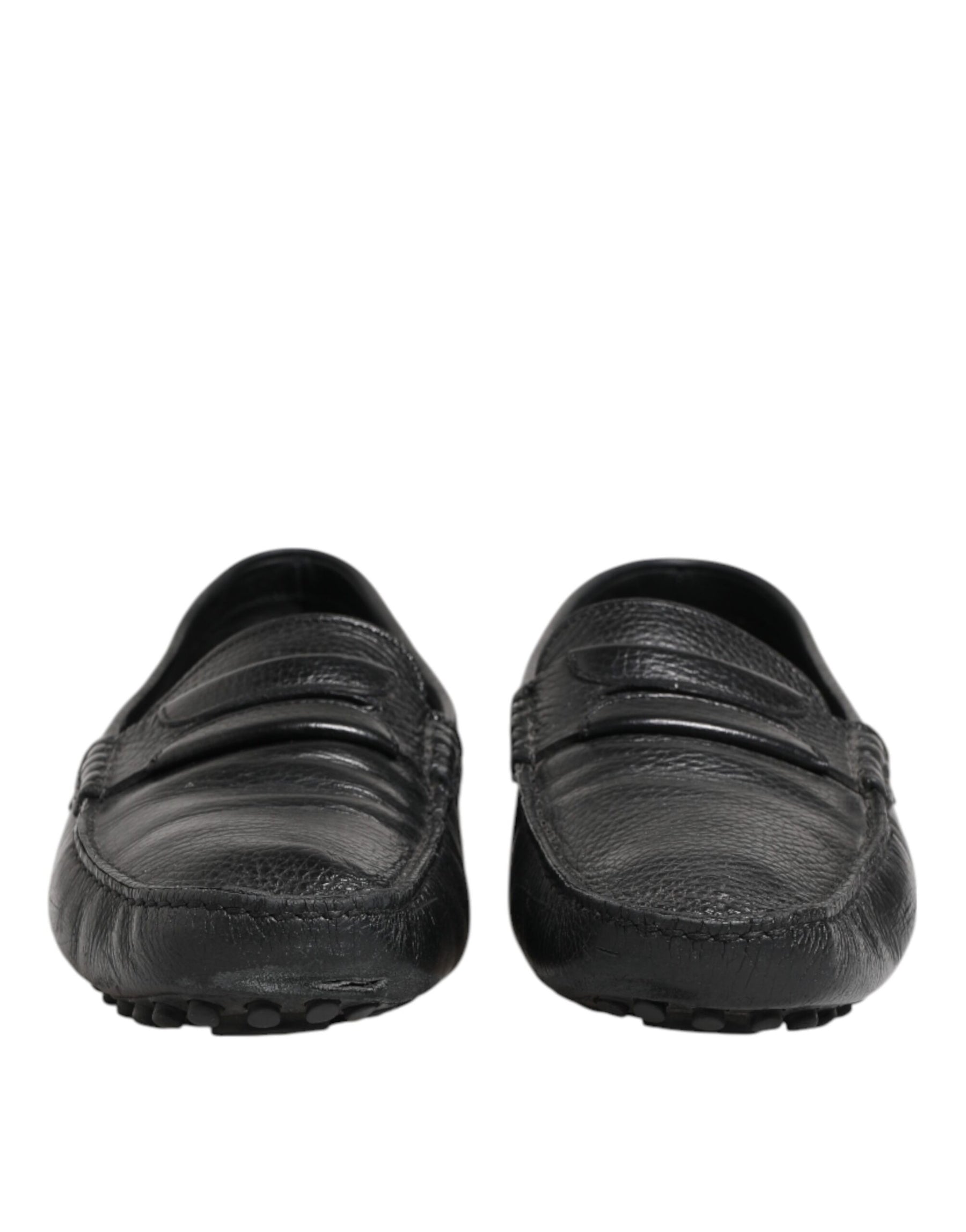Dolce & Gabbana Black Leather Slip On Mocassin Loafer Shoes | Regal Royce