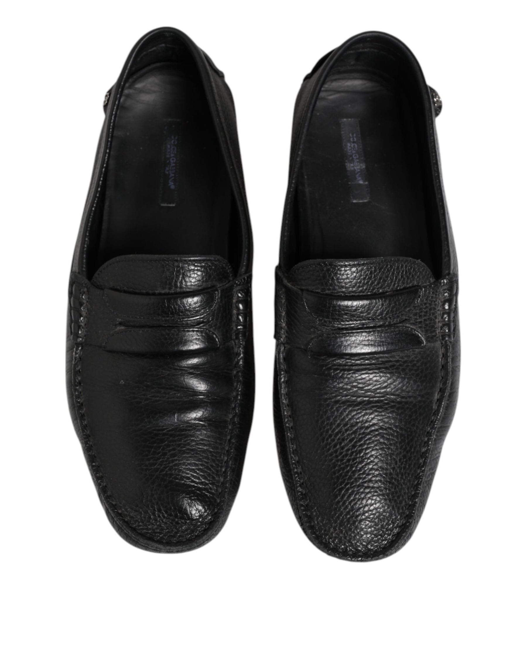 Dolce & Gabbana Black Leather Slip On Mocassin Loafer Shoes | Regal Royce