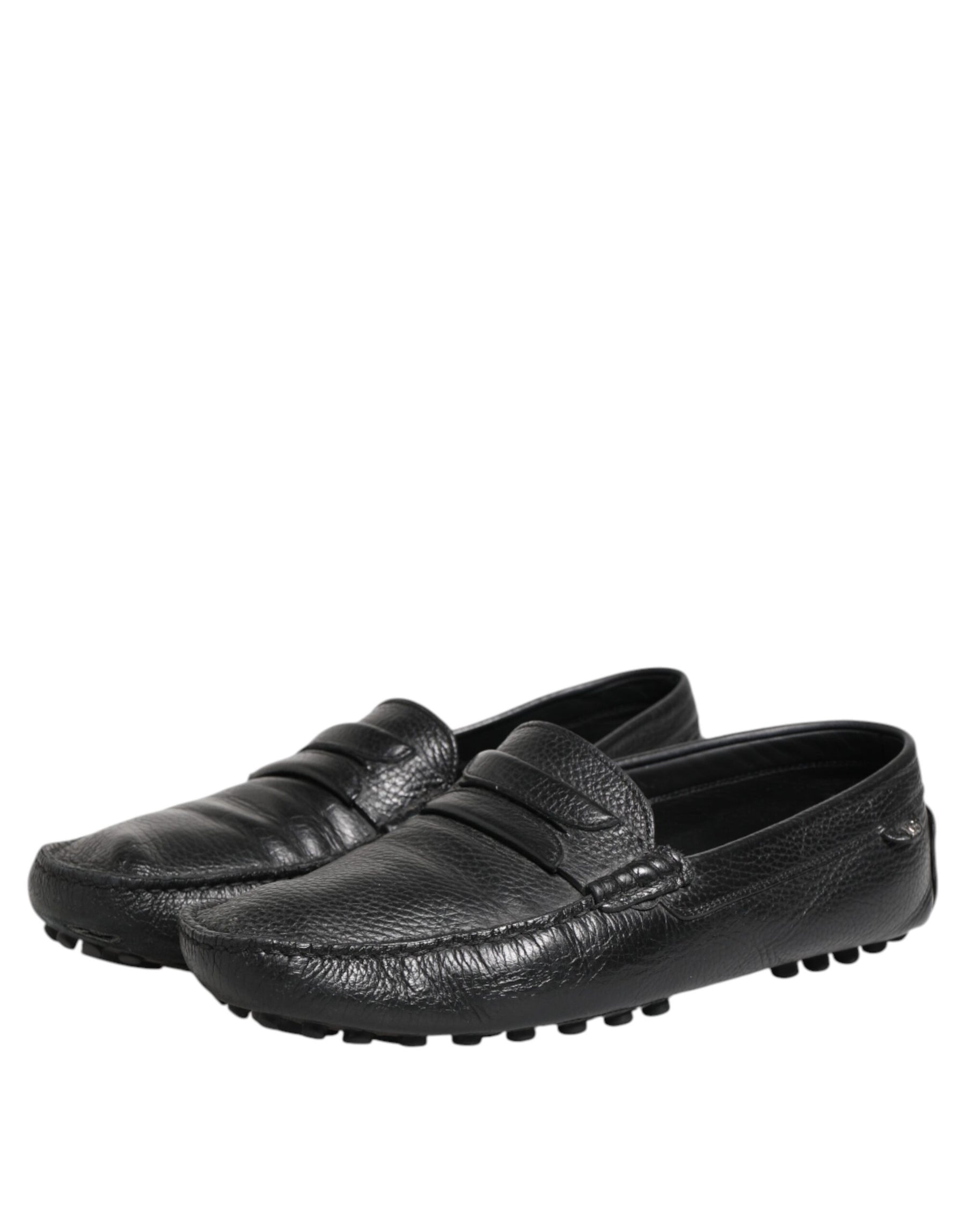 Dolce & Gabbana Black Leather Slip On Mocassin Loafer Shoes | Regal Royce