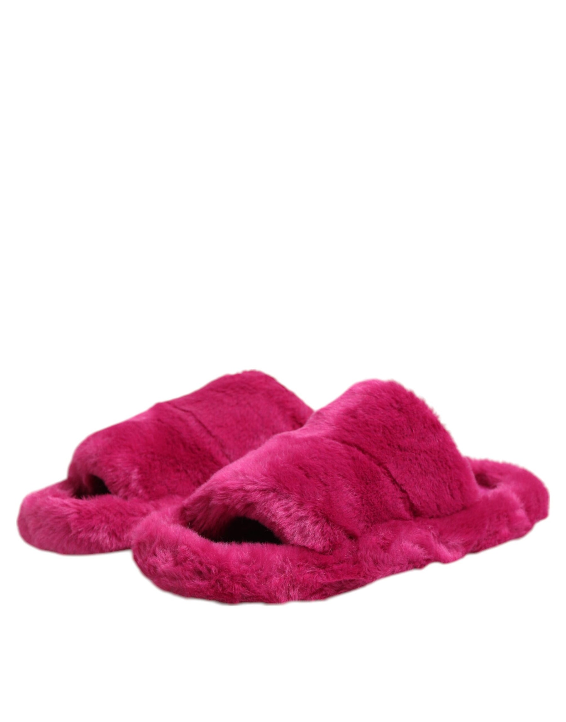 Dolce & Gabbana Pink Acrylic Faux Fur Mens Flats Sandals Shoes | Regal Royce