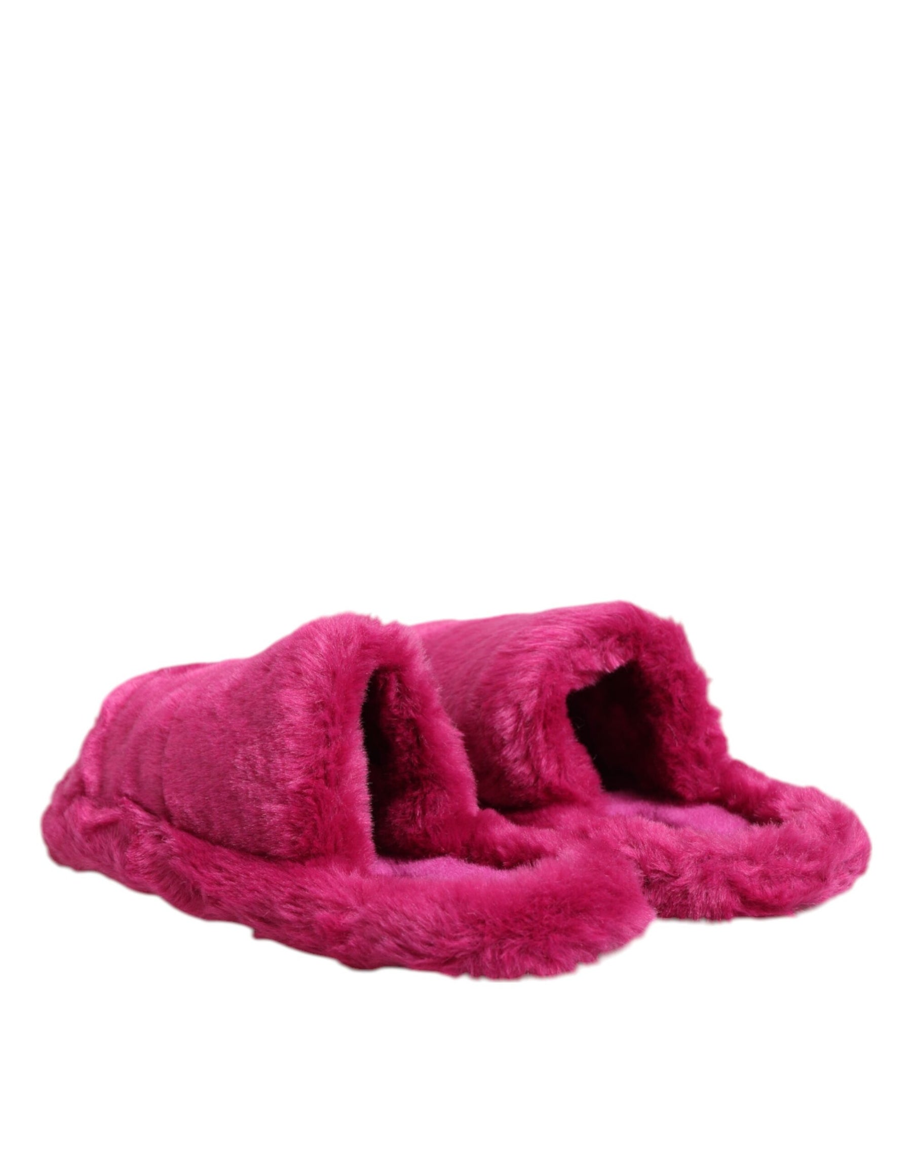 Dolce & Gabbana Pink Acrylic Faux Fur Mens Flats Sandals Shoes | Regal Royce