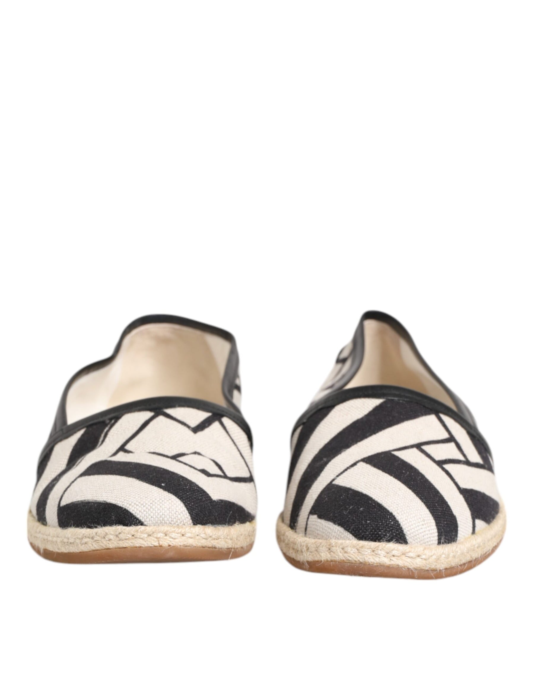 Dolce & Gabbana Black White Stripes Flat Espadrille Shoes | Regal Royce