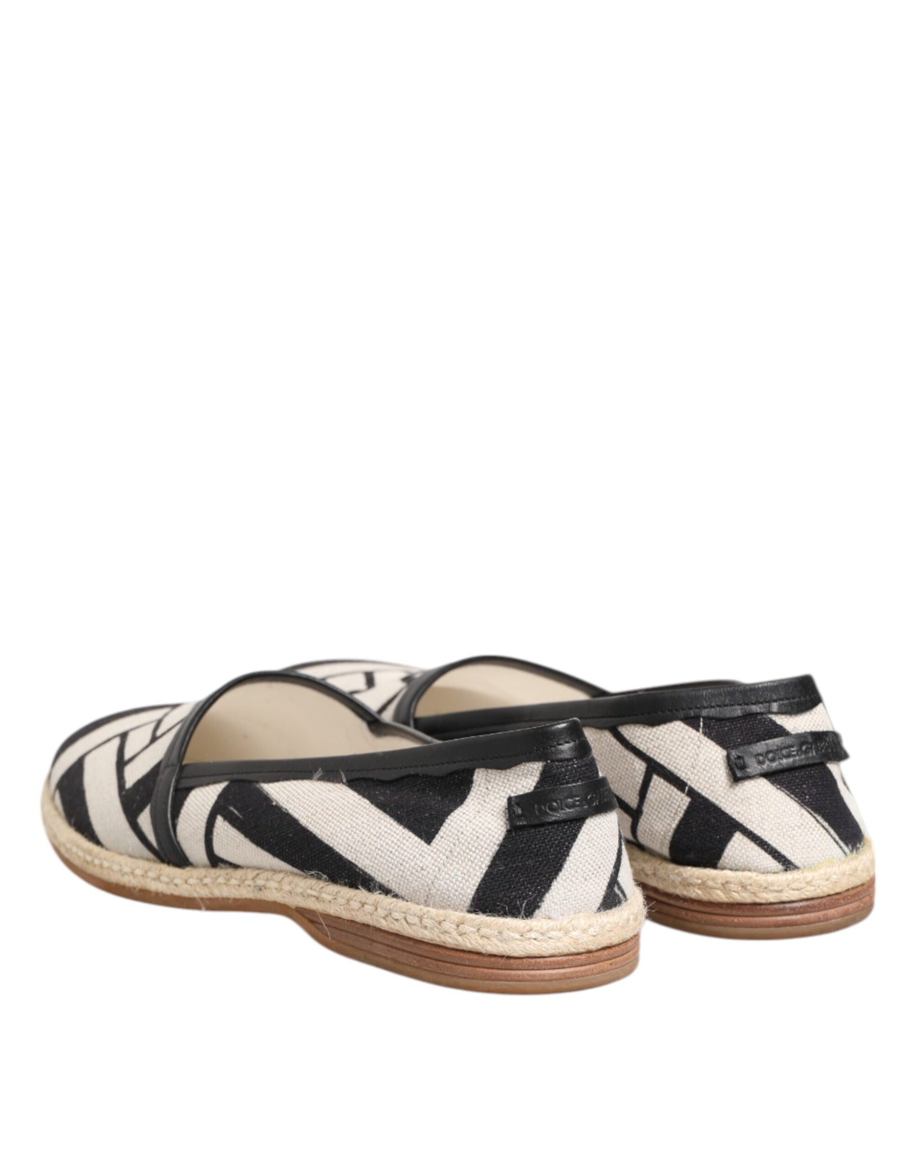 Dolce & Gabbana Black White Stripes Flat Espadrille Shoes | Regal Royce
