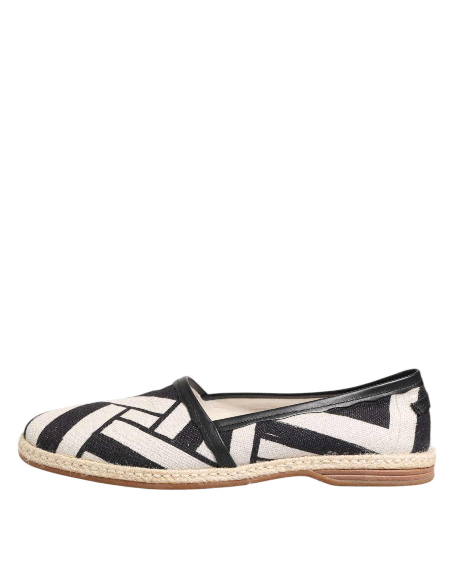 Dolce & Gabbana Black White Stripes Flat Espadrille Shoes | Regal Royce