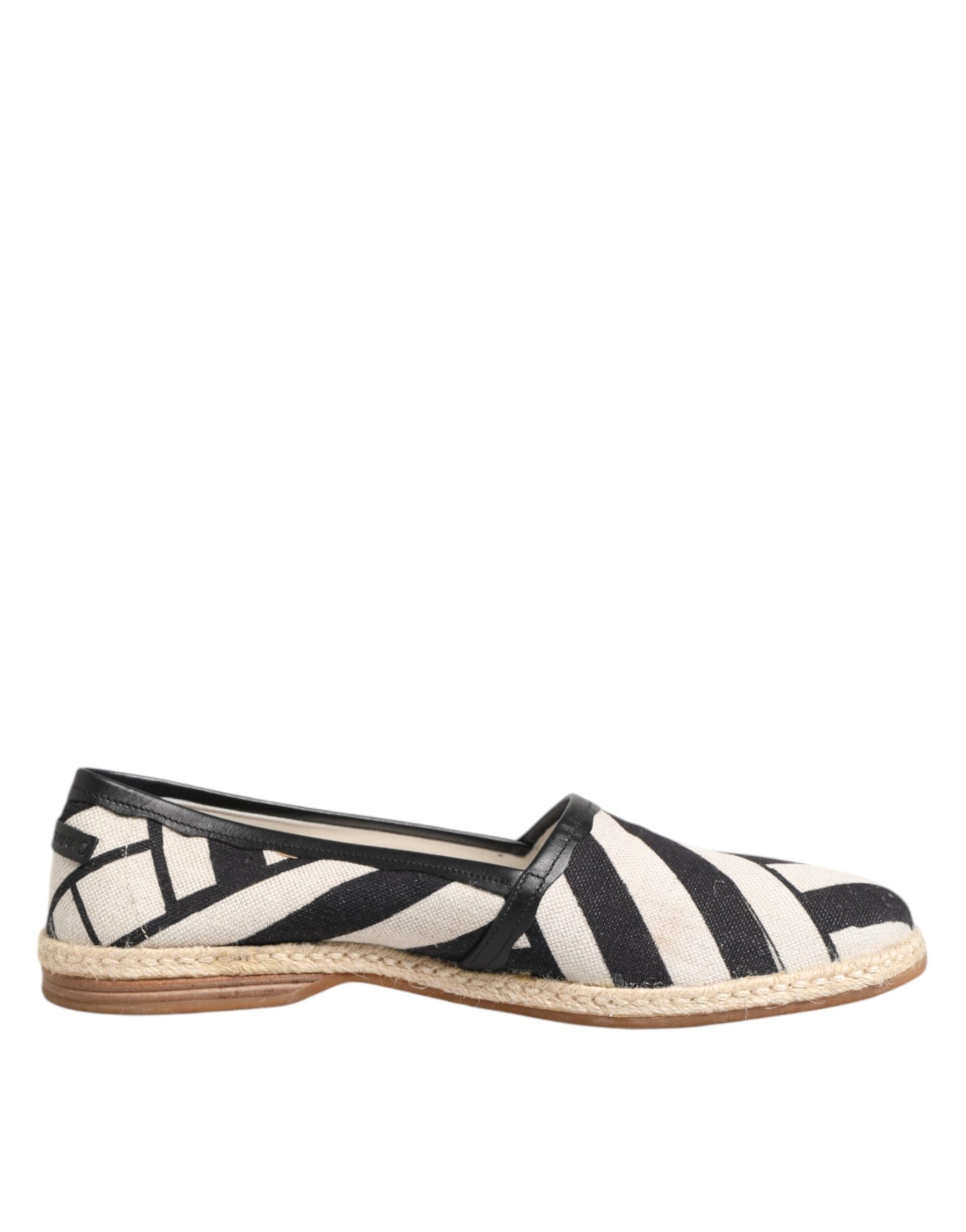 Dolce & Gabbana Black White Stripes Flat Espadrille Shoes | Regal Royce