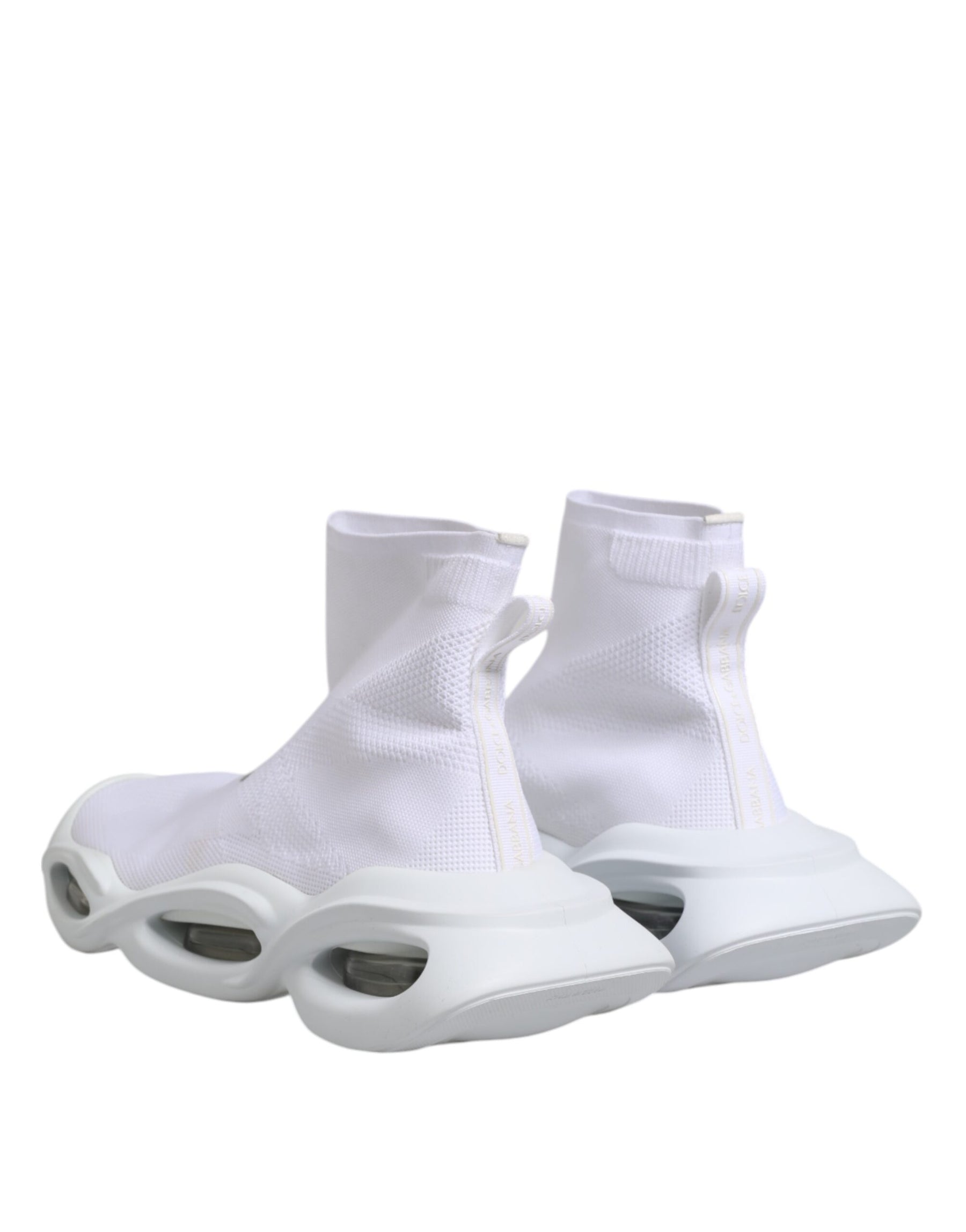 Dolce & Gabbana White Silver Slip On Wave Socks Sneakers Shoes | Regal Royce