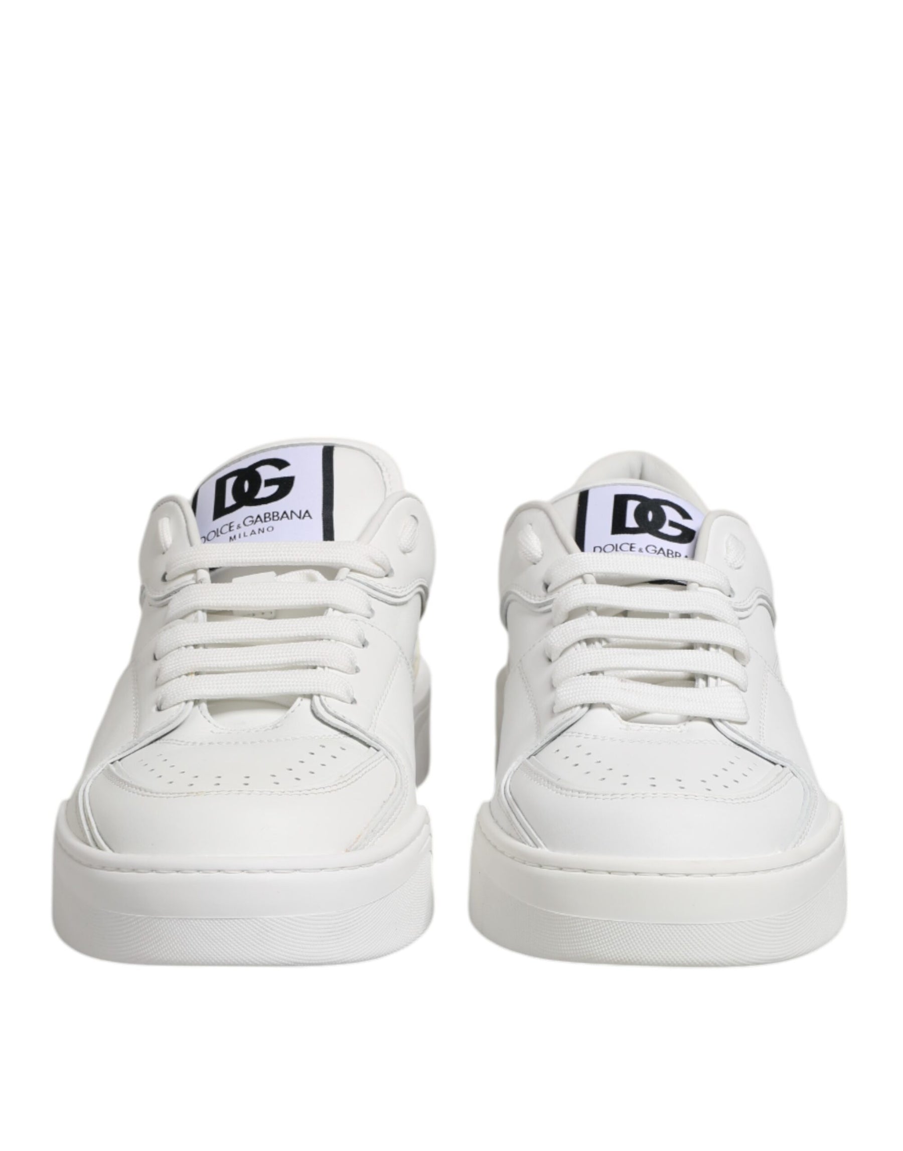Dolce & Gabbana White Miami Leather Low Top Sneakers Shoes | Regal Royce