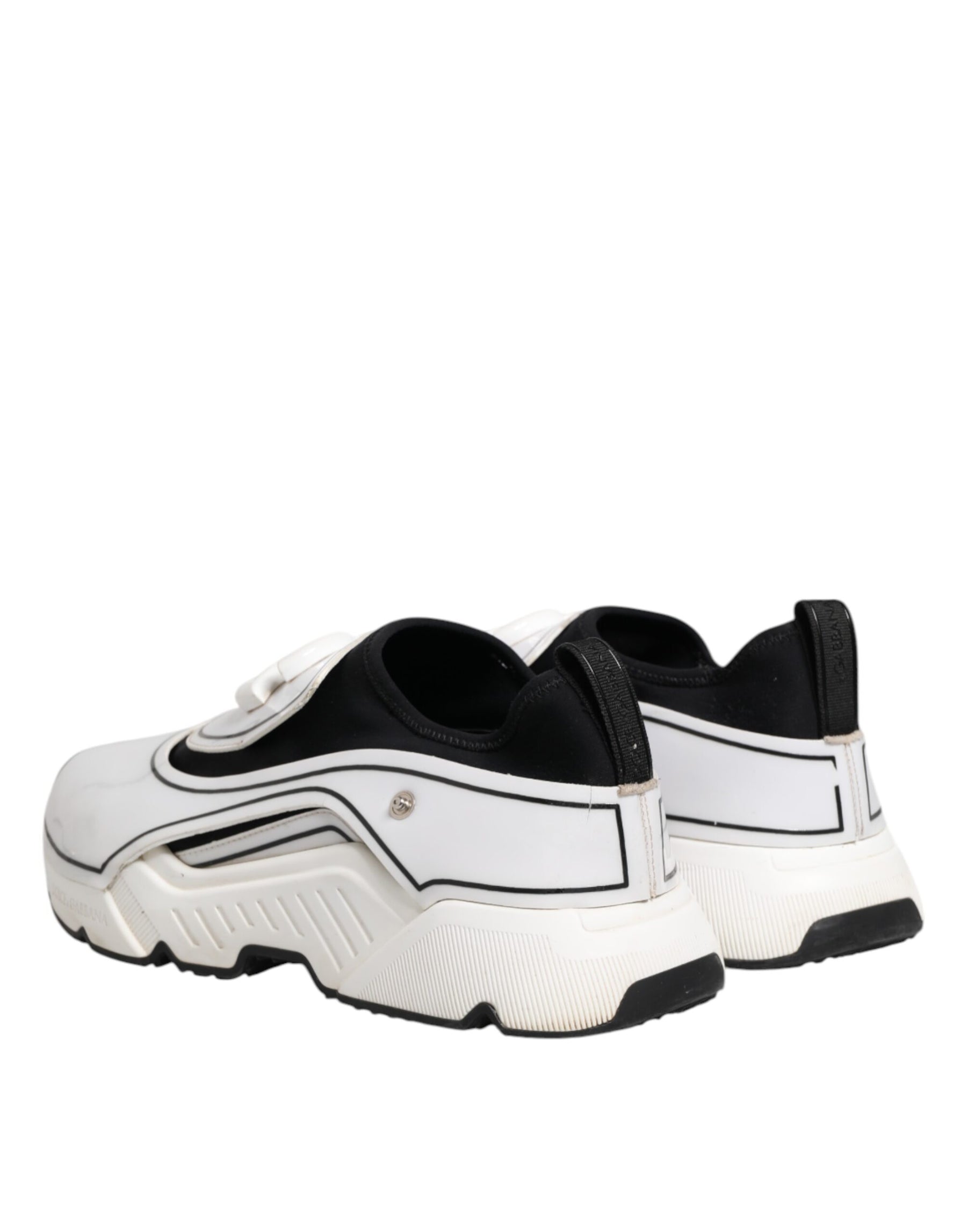 Dolce & Gabbana White Black Logo Plaque Daymaster Men Sneakers Shoes | Regal Royce
