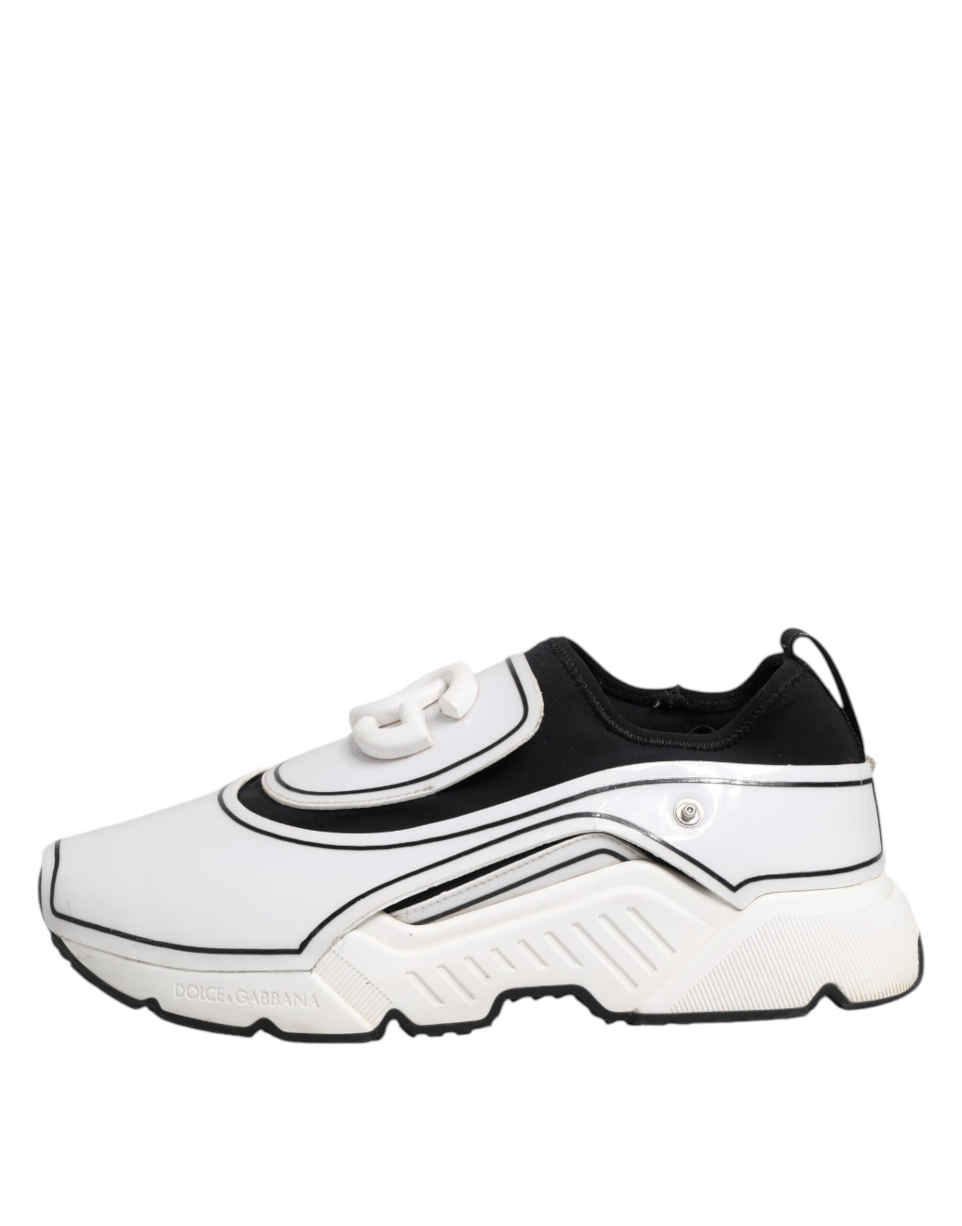 Dolce & Gabbana White Black Logo Plaque Daymaster Men Sneakers Shoes