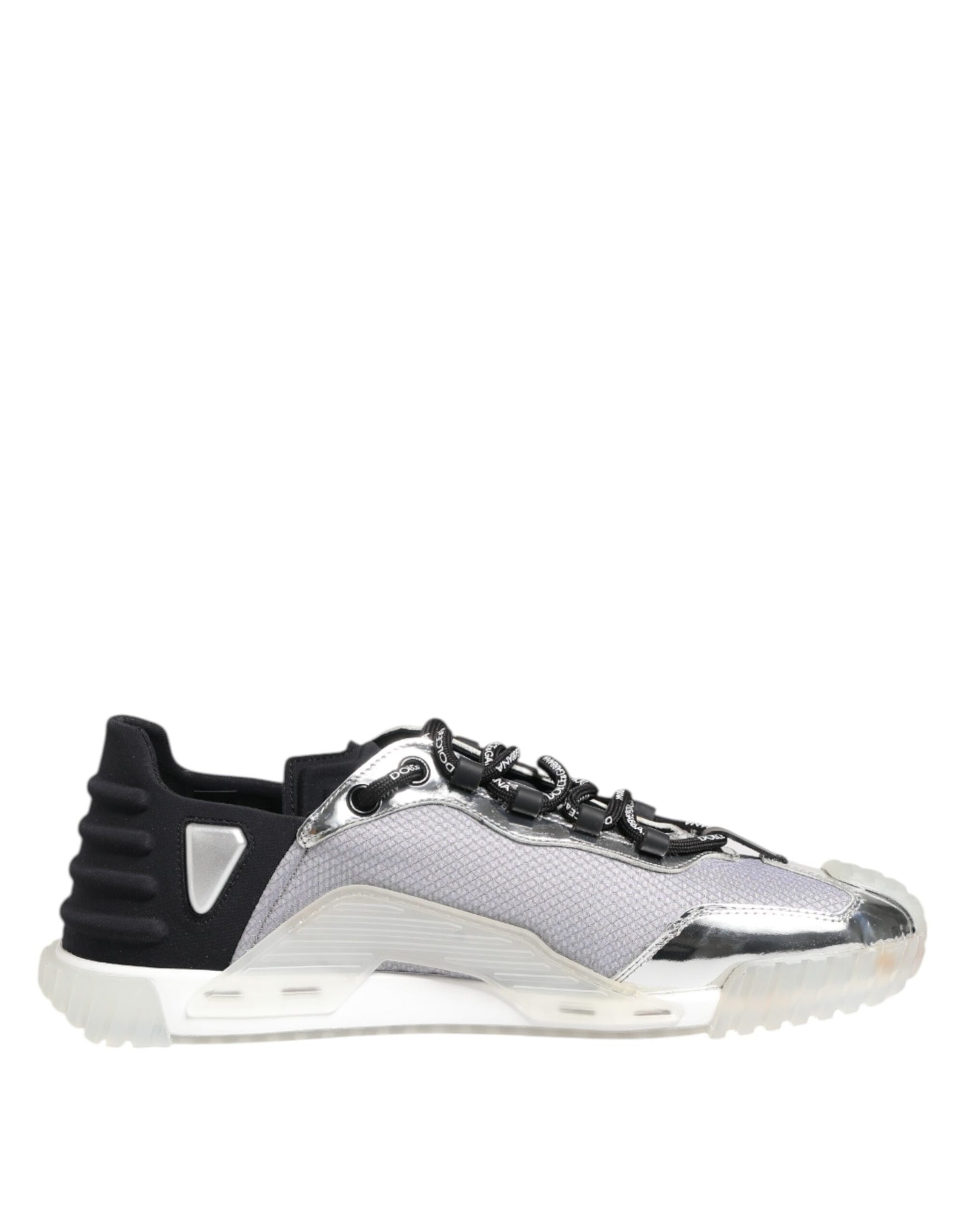 Dolce & Gabbana Silver Black Nylon NS1 Low Top Sneakers Shoes | Regal Royce