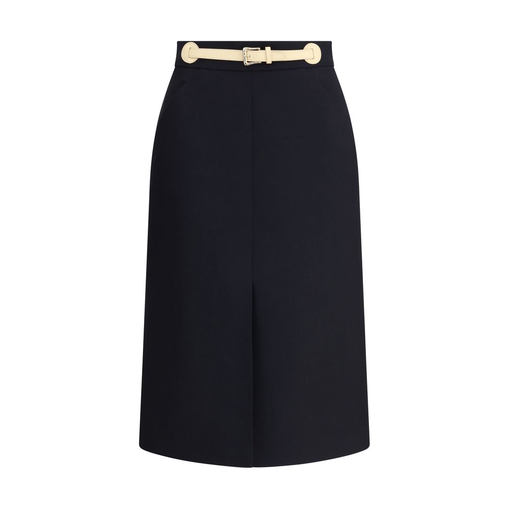 Valentino Black Fleece Wool Midi Skirt | Regal Royce
