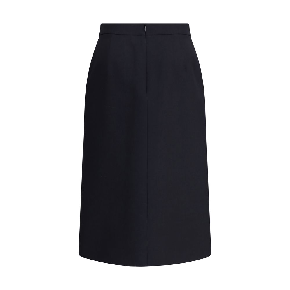 Valentino Black Fleece Wool Midi Skirt | Regal Royce