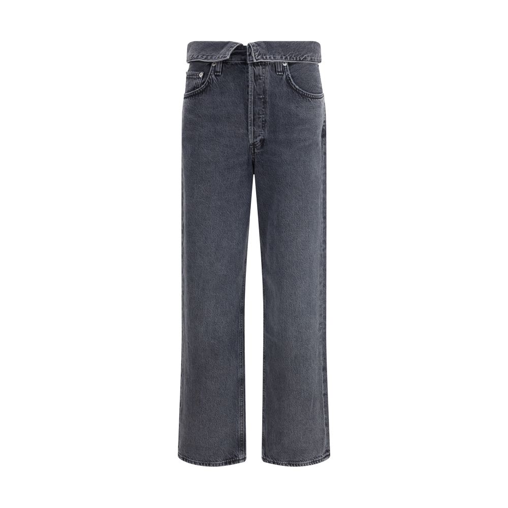 Agolde Black Cotton Tapered Jeans | Regal Royce