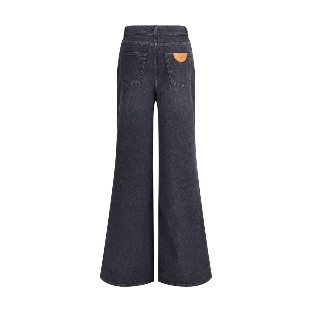 Chloé Black Cotton Flared Jeans | Regal Royce