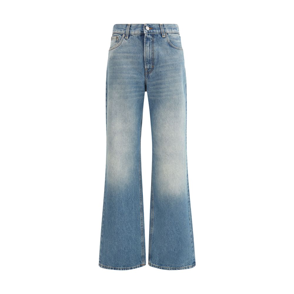 Haikure Light Blue Cotton Flared Jeans | Regal Royce