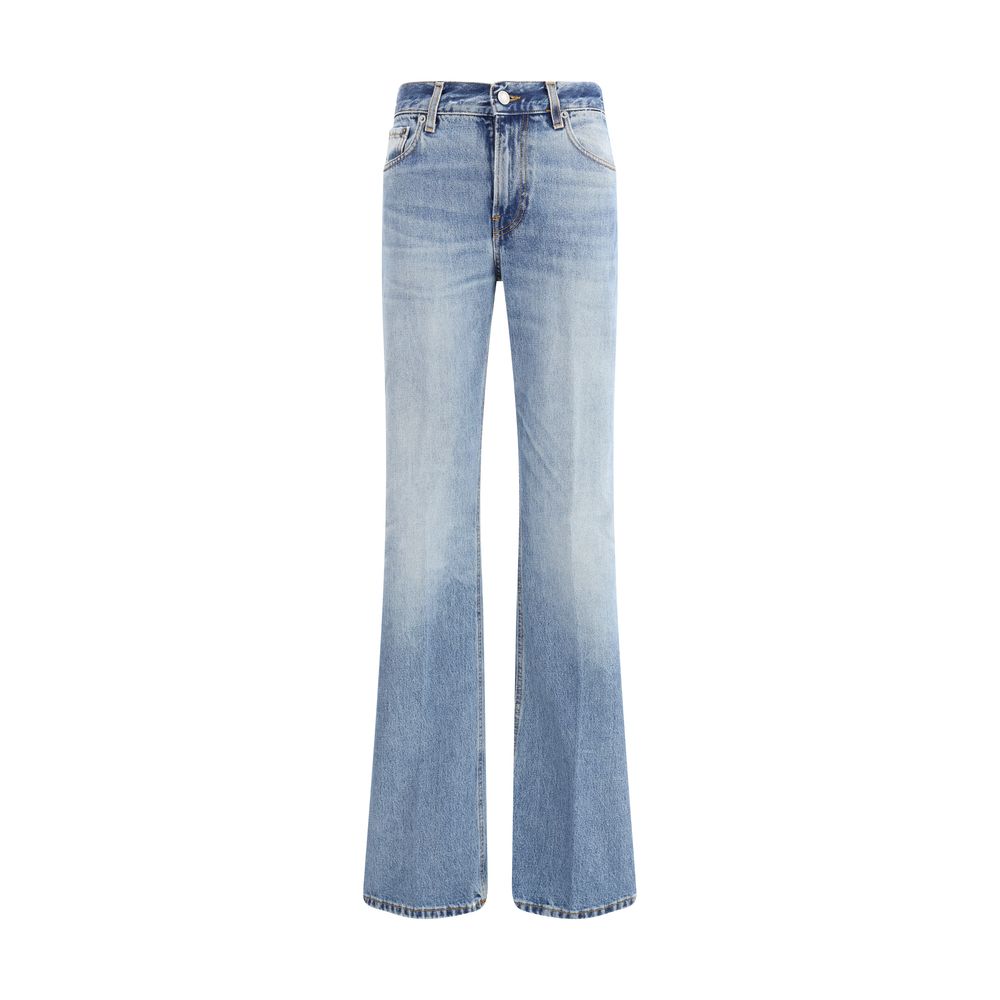 Haikure Light Blue Cotton Flared Jeans
