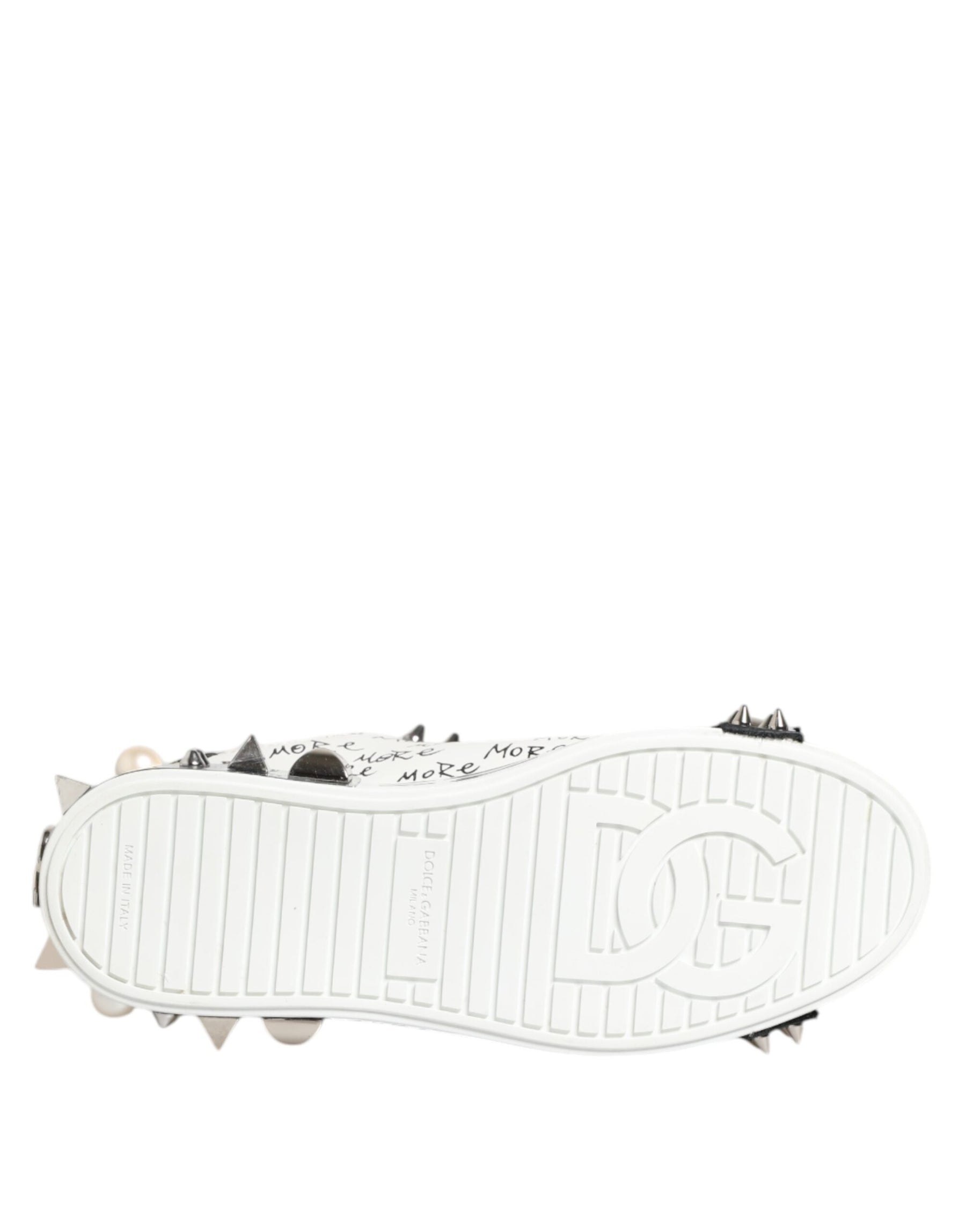Dolce & Gabbana Black White Studded Low Top Sneakers Shoes | Regal Royce