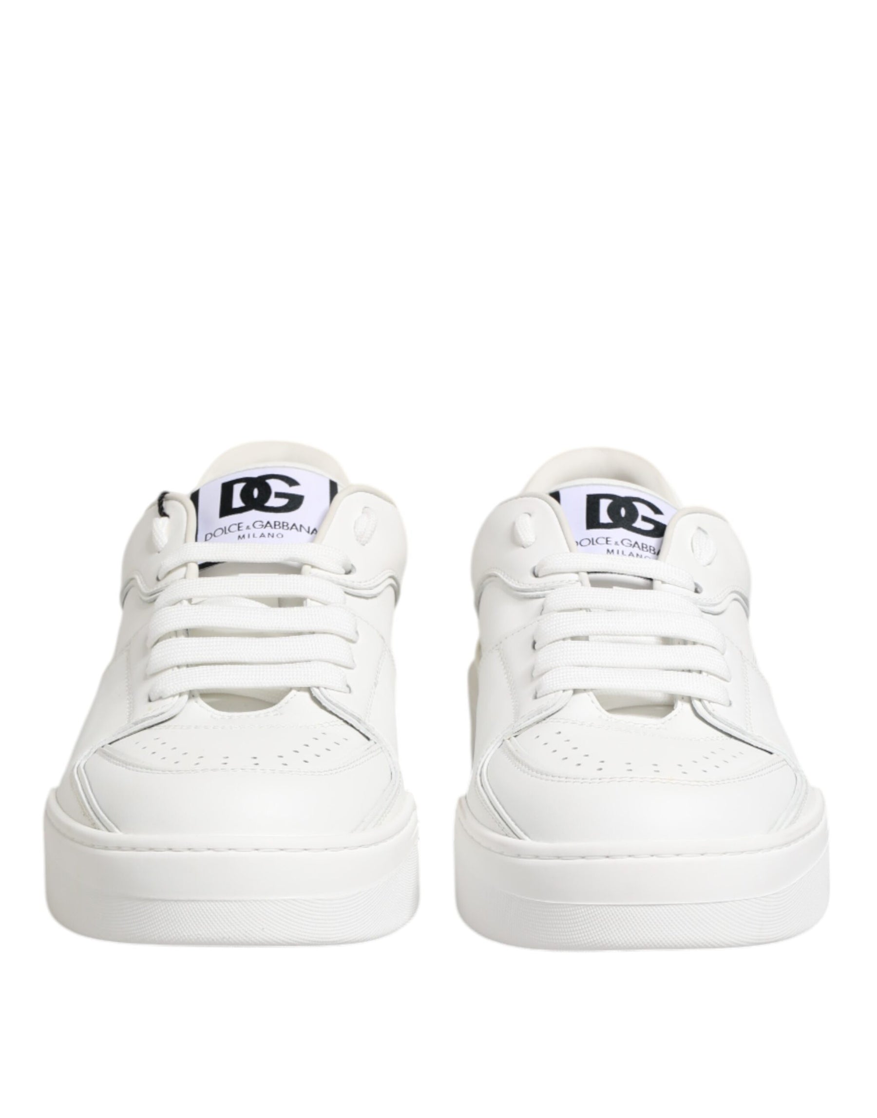 Dolce & Gabbana White Miami Leather Low Top Sneakers Shoes | Regal Royce