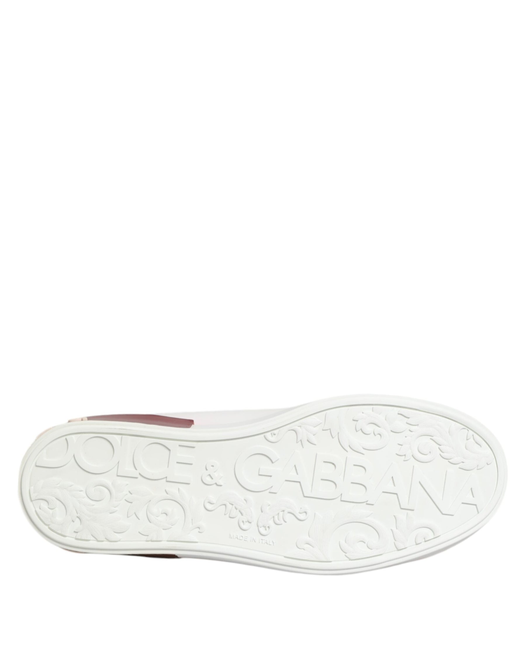 Dolce & Gabbana White Red Leather Lace Up Sneakers Shoes | Regal Royce