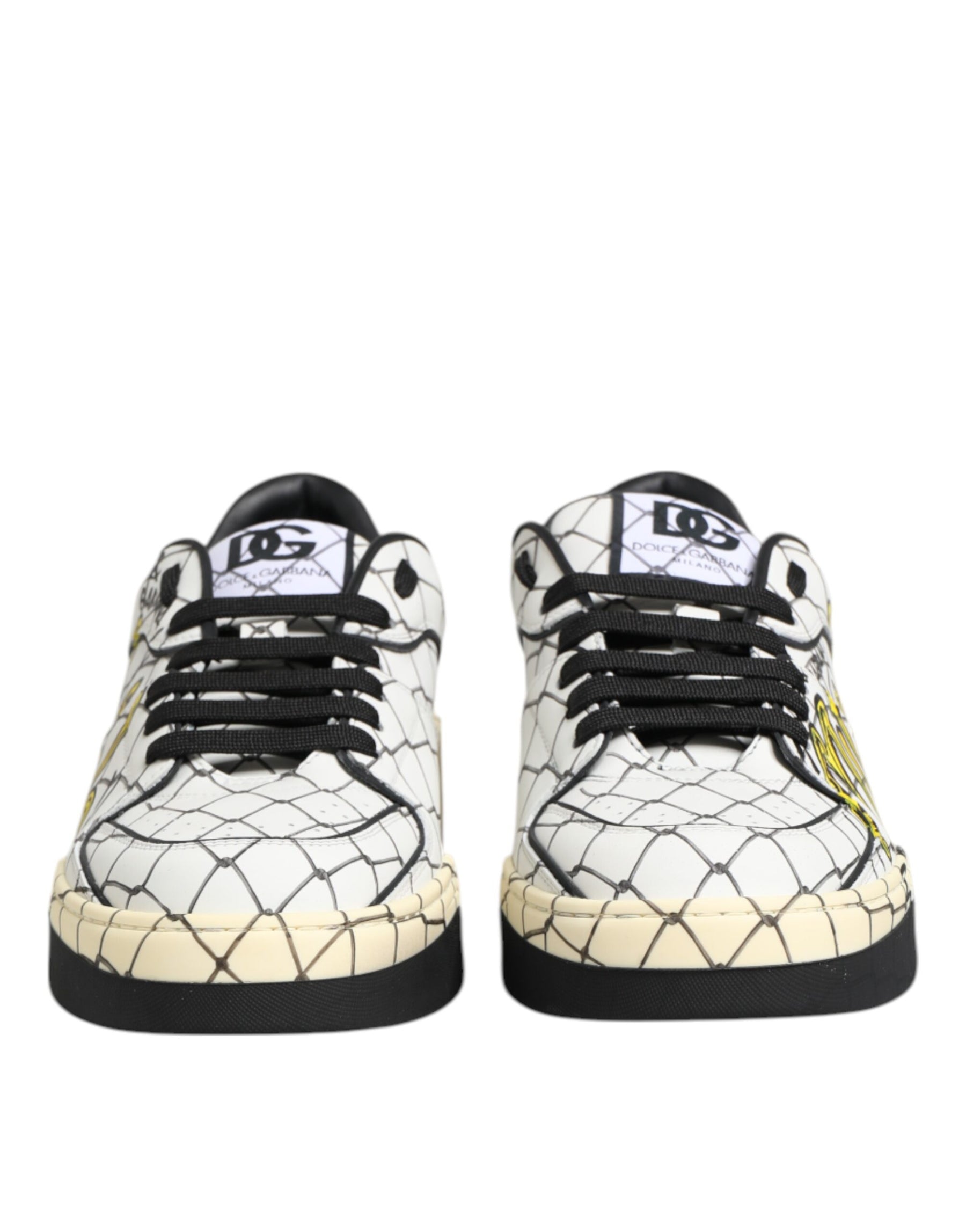 Dolce & Gabbana White Logo Print Low Top Men Sneakers Shoes | Regal Royce