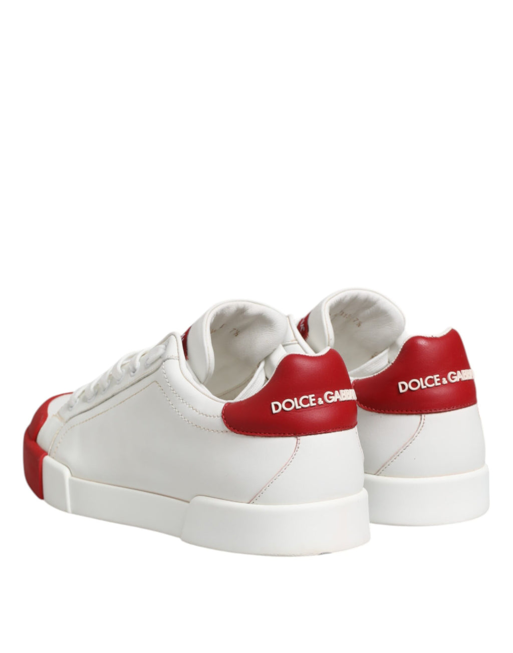 Dolce & Gabbana White Red Leather Lace Up Sneakers Shoes