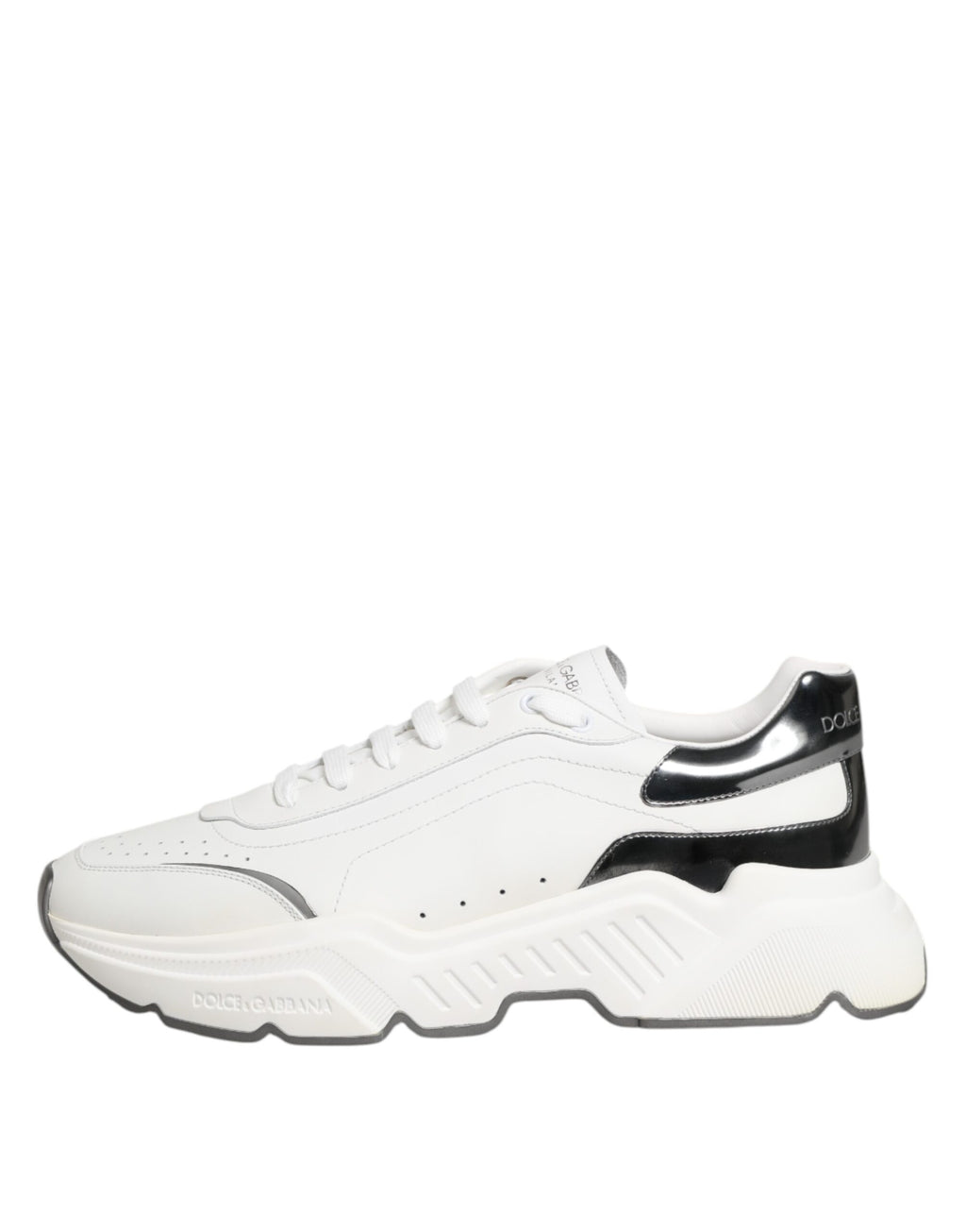 Dolce & Gabbana White Silver DAYMASTER Leather Sneakers Shoes