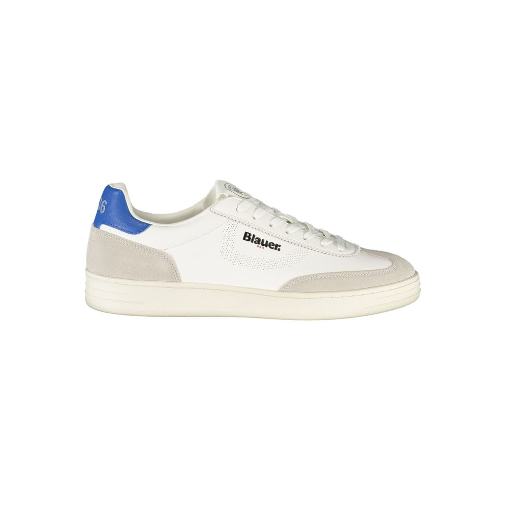 Blauer White Polyurethane Men's Sneaker | Regal Royce
