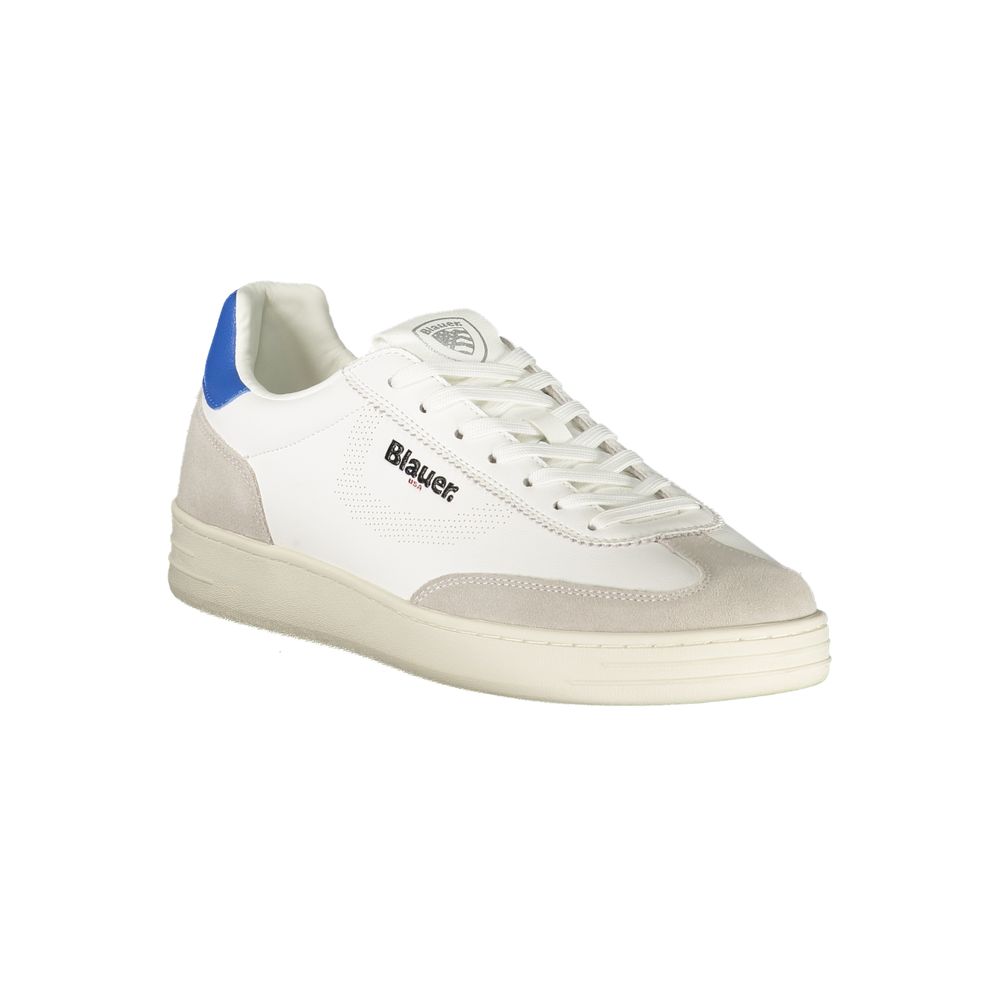 Blauer White Polyurethane Men's Sneaker | Regal Royce