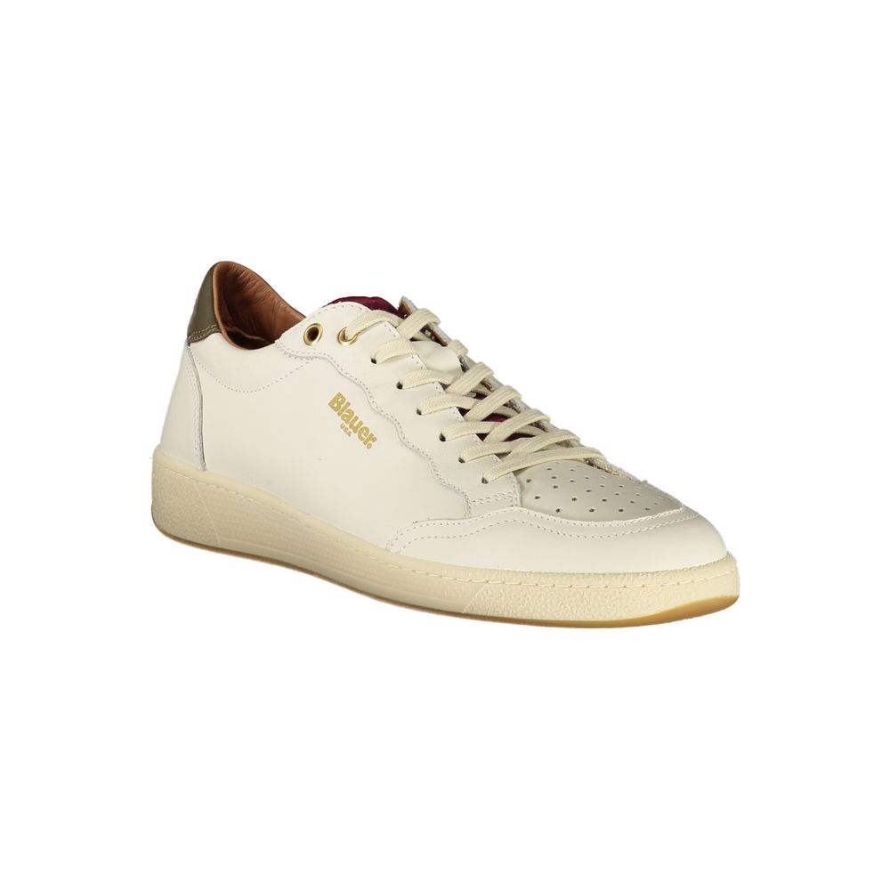 Blauer White Leather Men Sneaker | Regal Royce